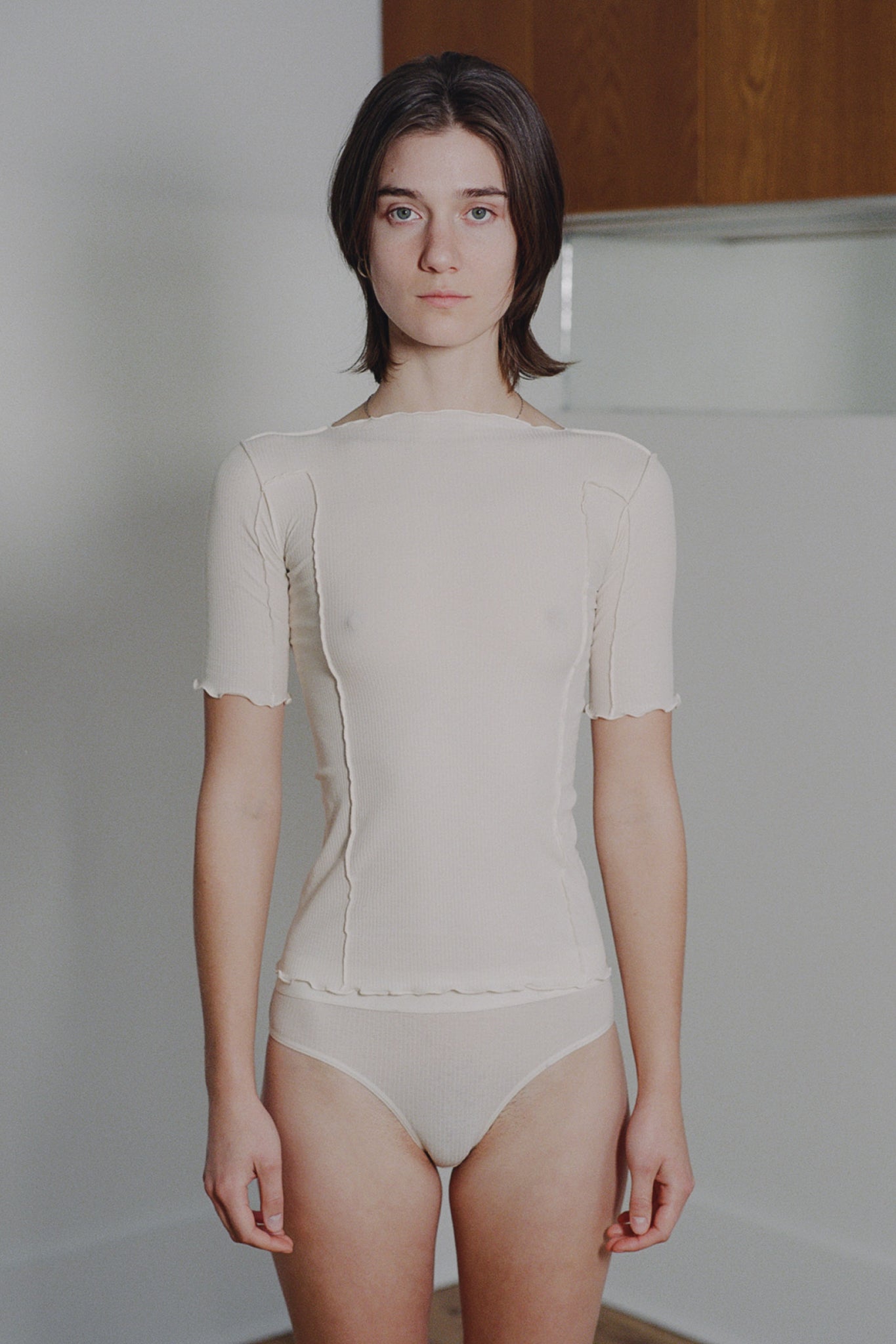 Sommer | Baserange Omato 3/4 T-Shirt in Off White