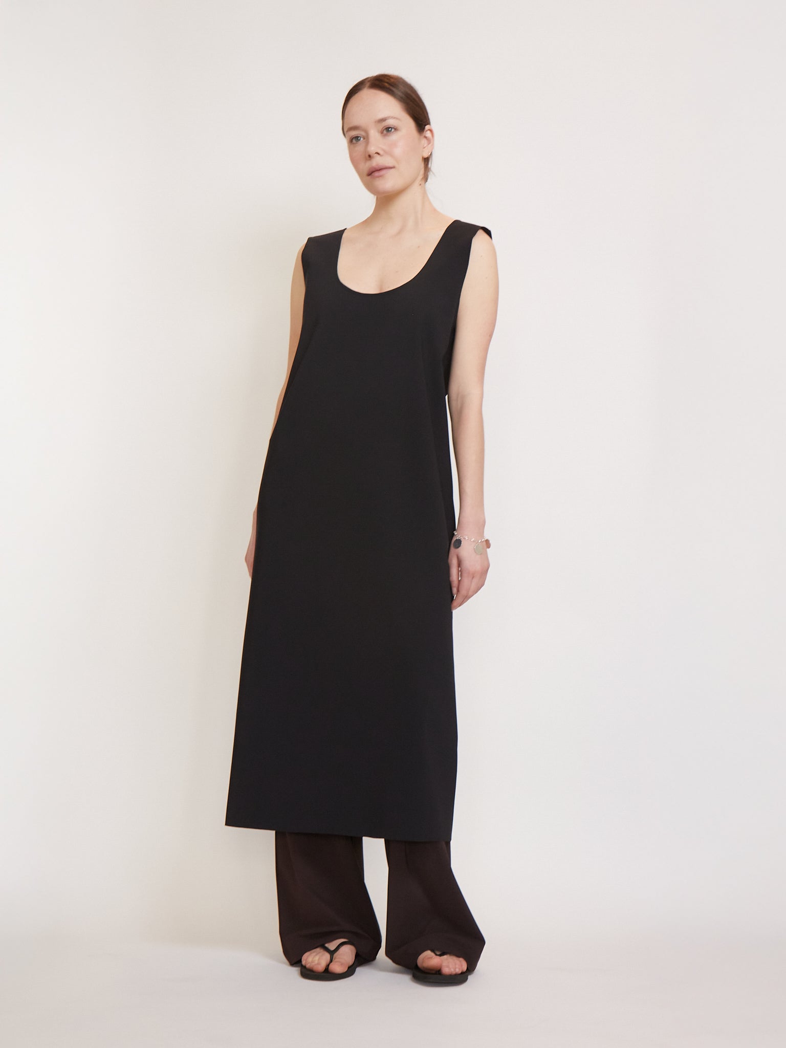 black structured midi dress Structured A-Line Midi Dress Black Ivory