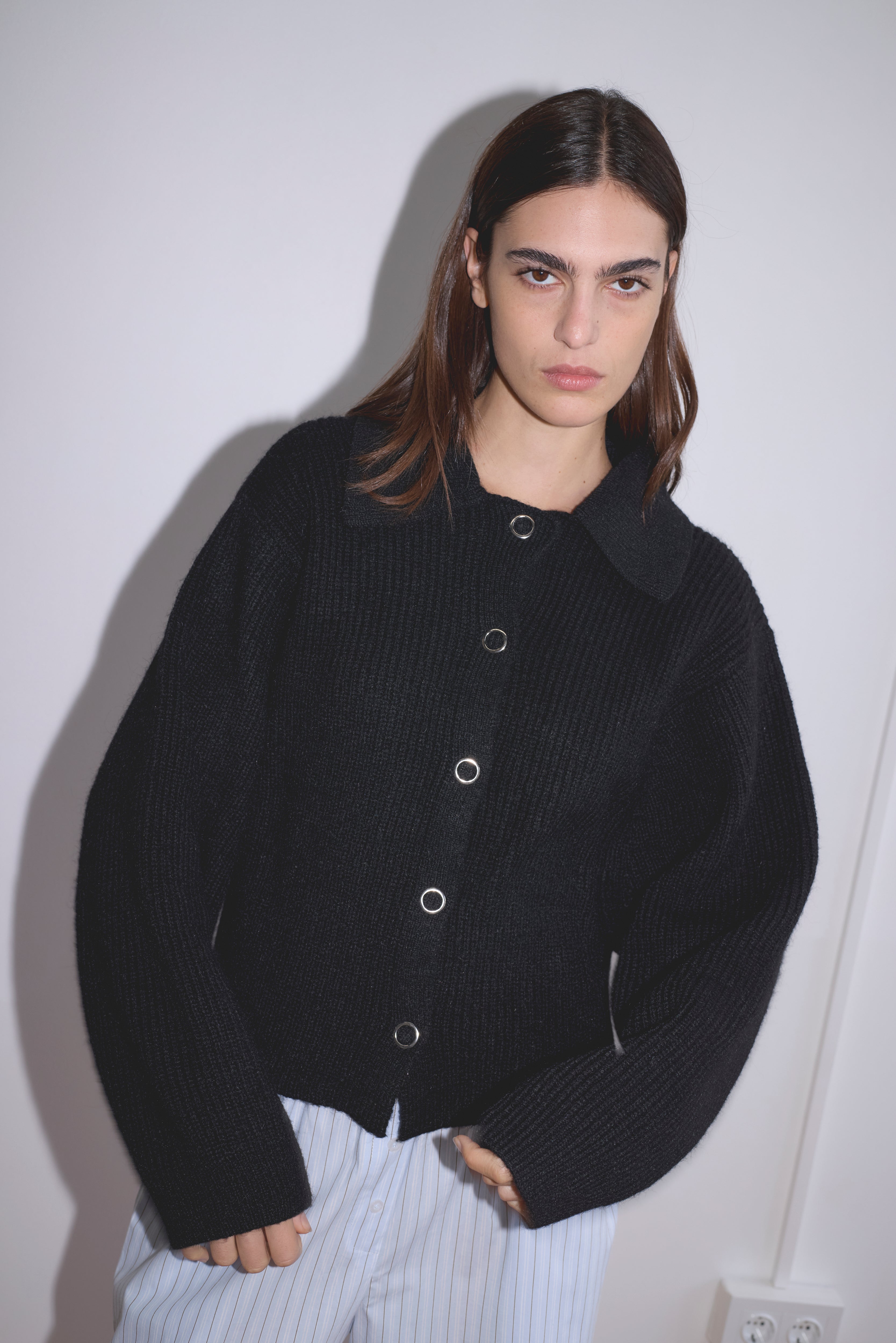 Deiji Studios Stud Cardi Knit Black, curated by Shop Sommer in San Francisco.