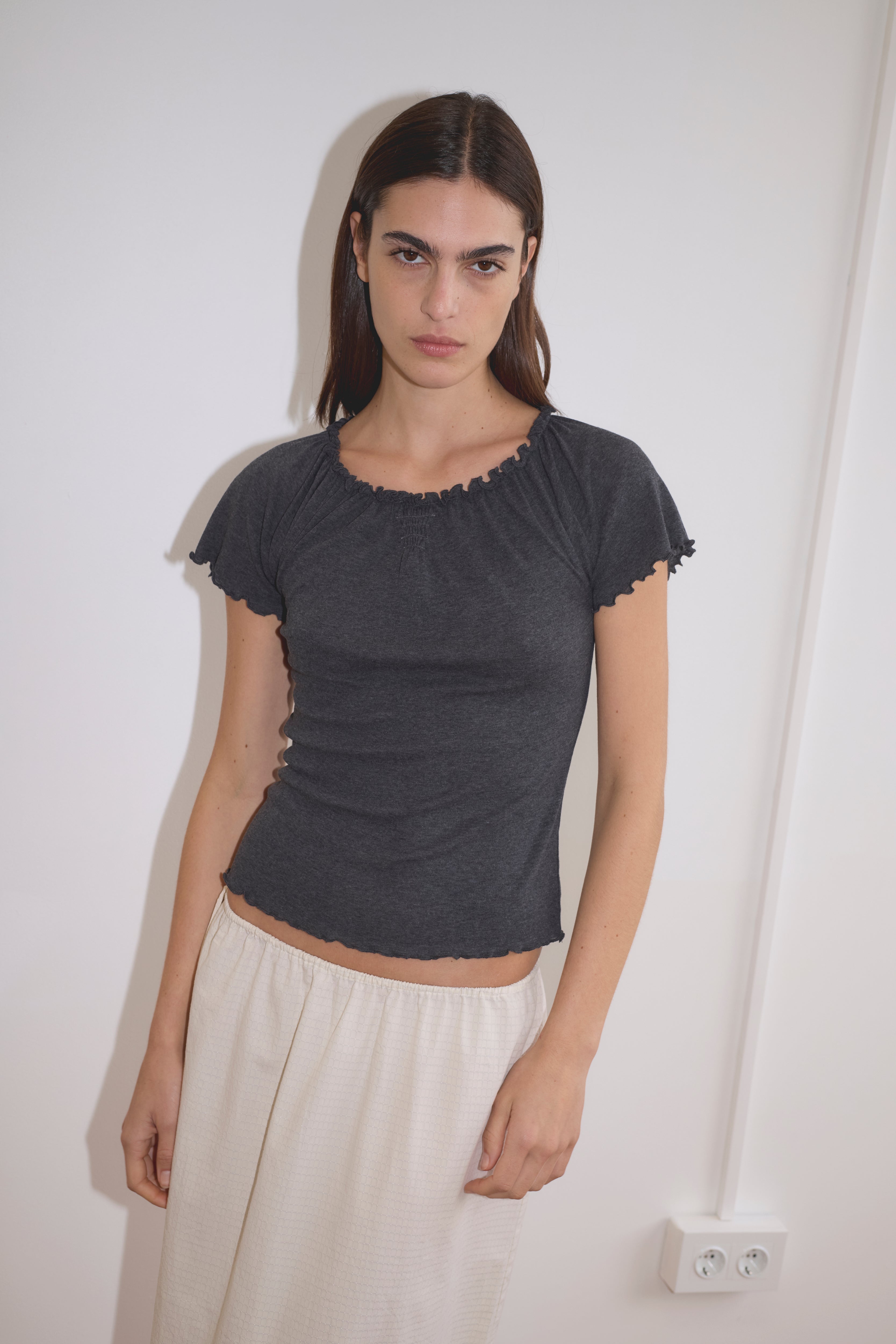 Deiji Studios Flounce Tee Grey, curated by Shop Sommer in San Francisco.