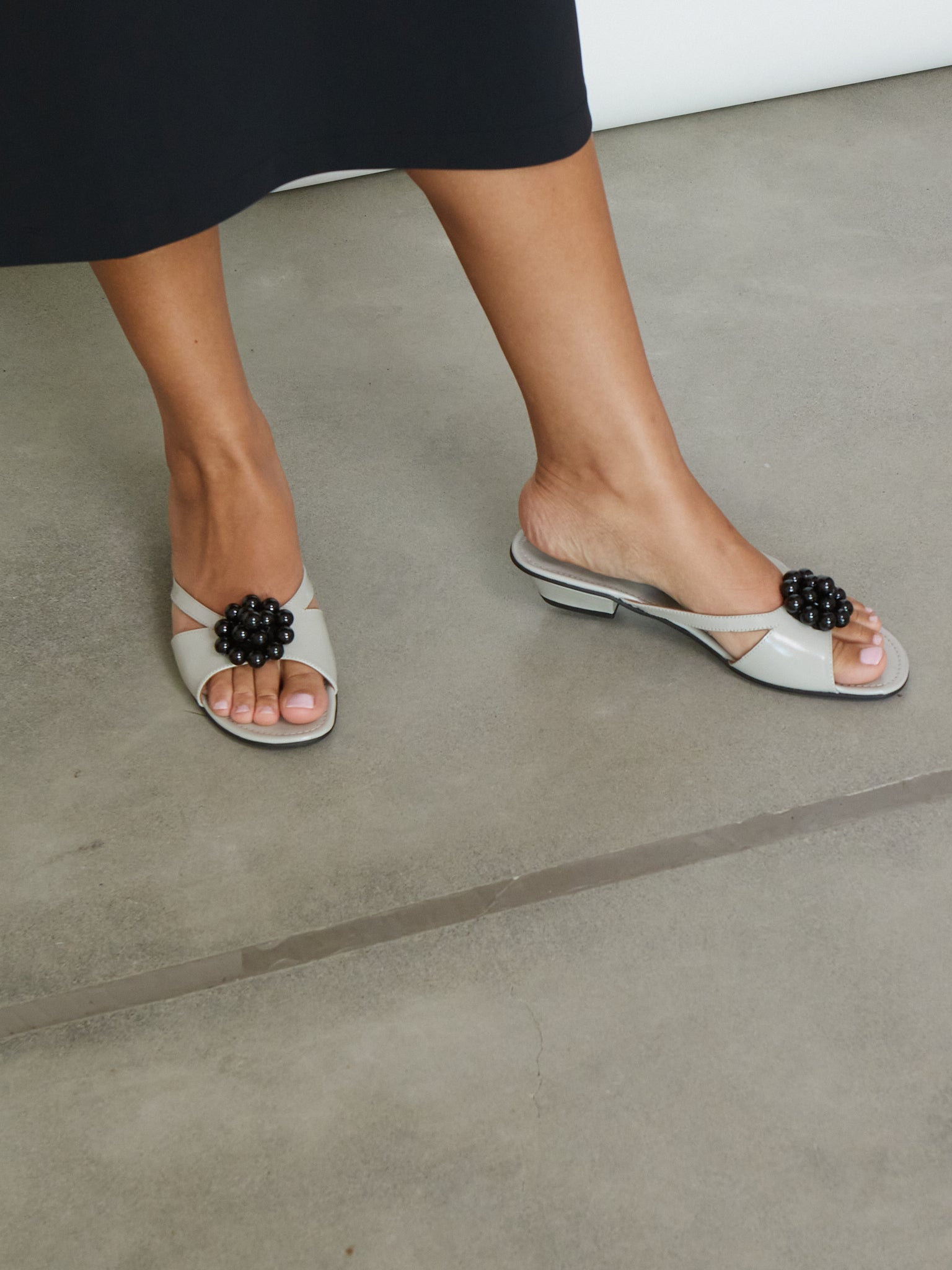 Flora Grey Slip On Sandal