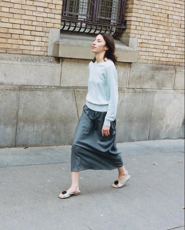 Flora Grey Slip On Sandal
