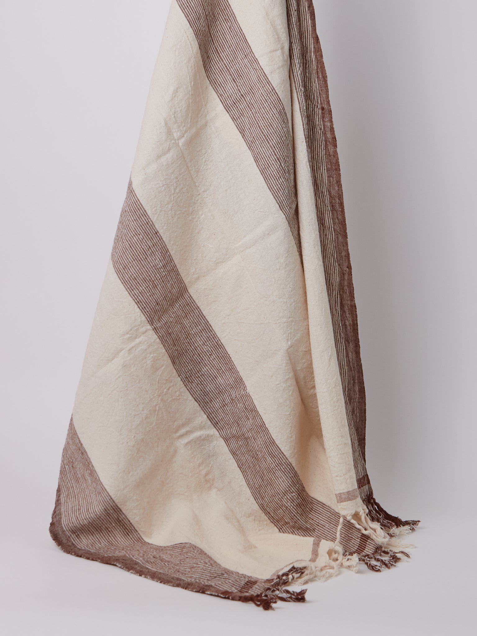 Auntie Oti Brown Stripe Natural Dye Bath Towel, curated by Shop Sommer in San Francisco.