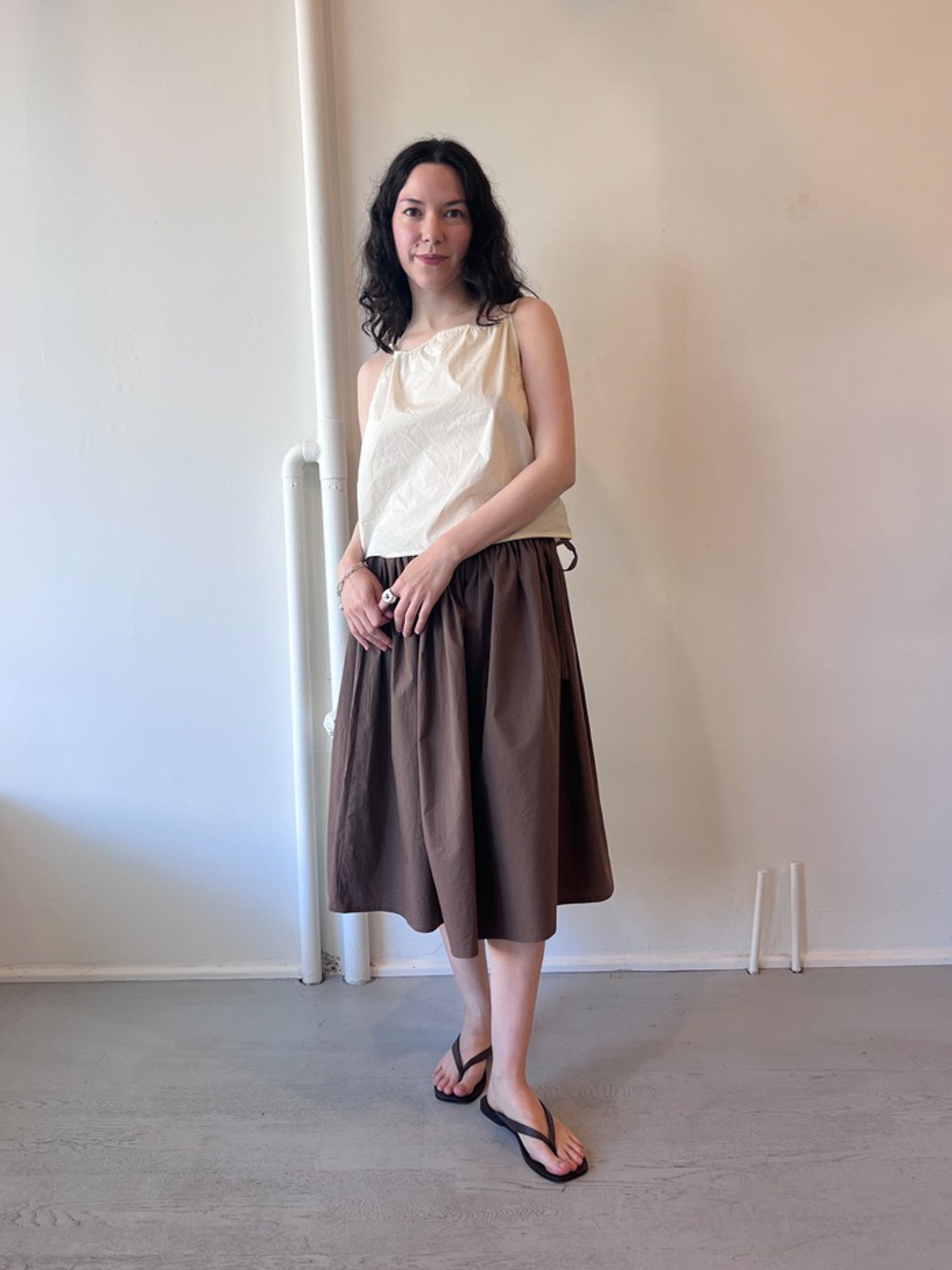 Brooke Callahan Tie Skirt in Brown, curated by Shop Sommer in San Francisco.