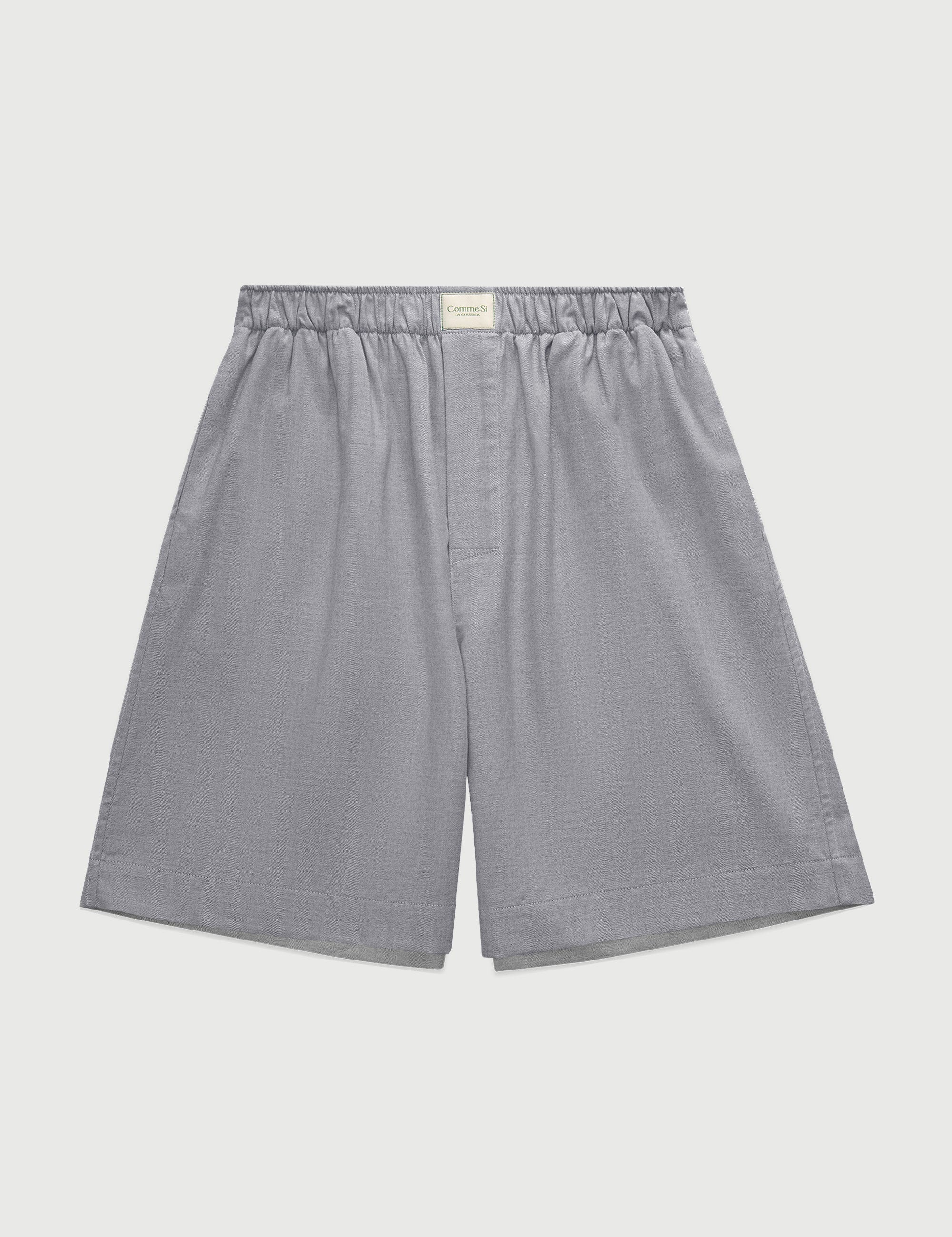 Comme Si La Boxer Bermuda Light Grey Cotton Flannel, curated by Shop Sommer in San Francisco.