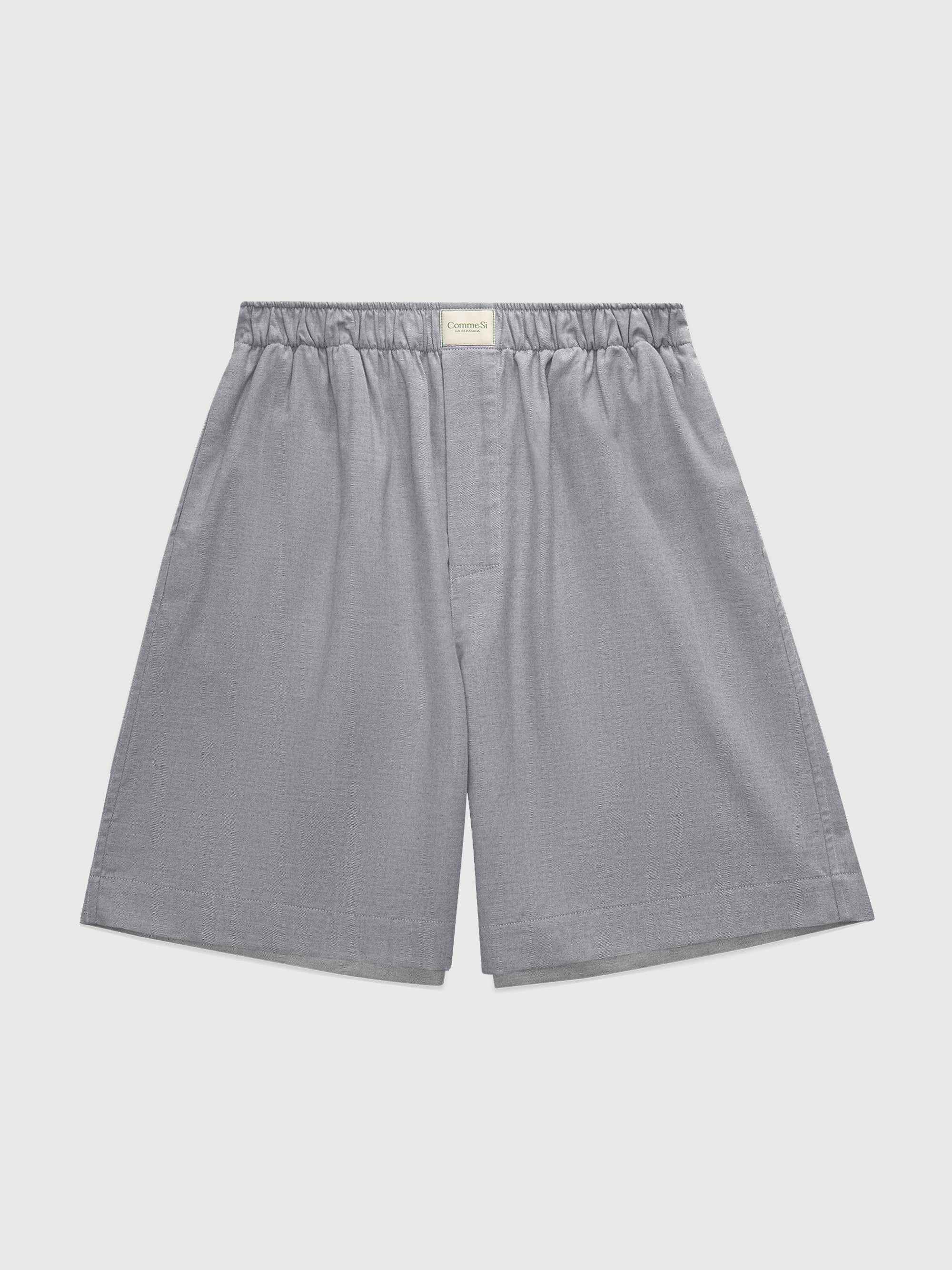 Comme Si La Boxer Bermuda Light Grey Cotton Flannel, curated by Shop Sommer in San Francisco.