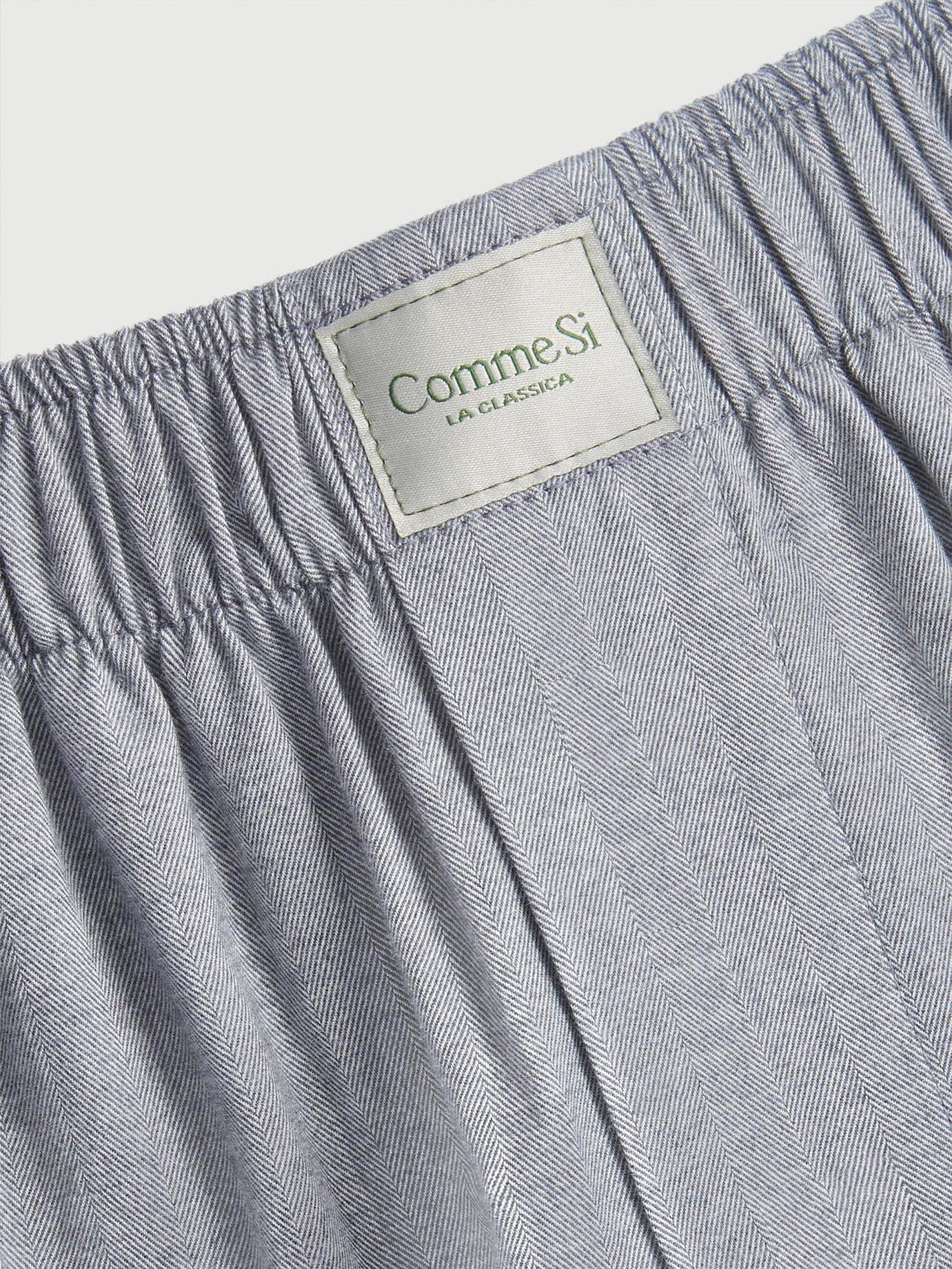 Comme Si La Boxer Bermuda Light Grey Cotton Flannel, curated by Shop Sommer in San Francisco.