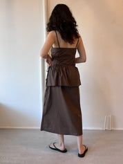 Peplum Dress in Chocolate