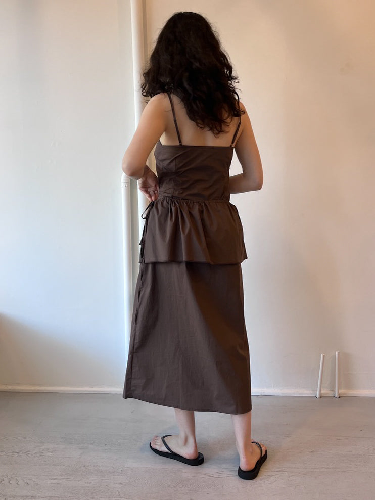 Peplum Dress in Chocolate