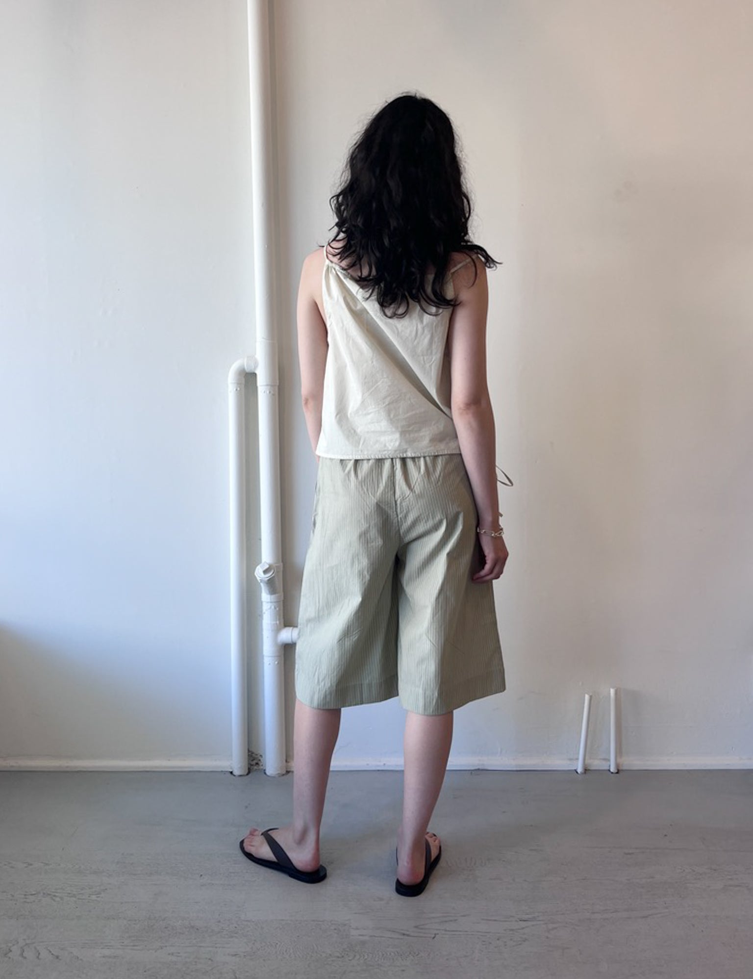Deiji Studios Long Lounger in Pistachio Stripe, curated by Shop Sommer in San Francisco.