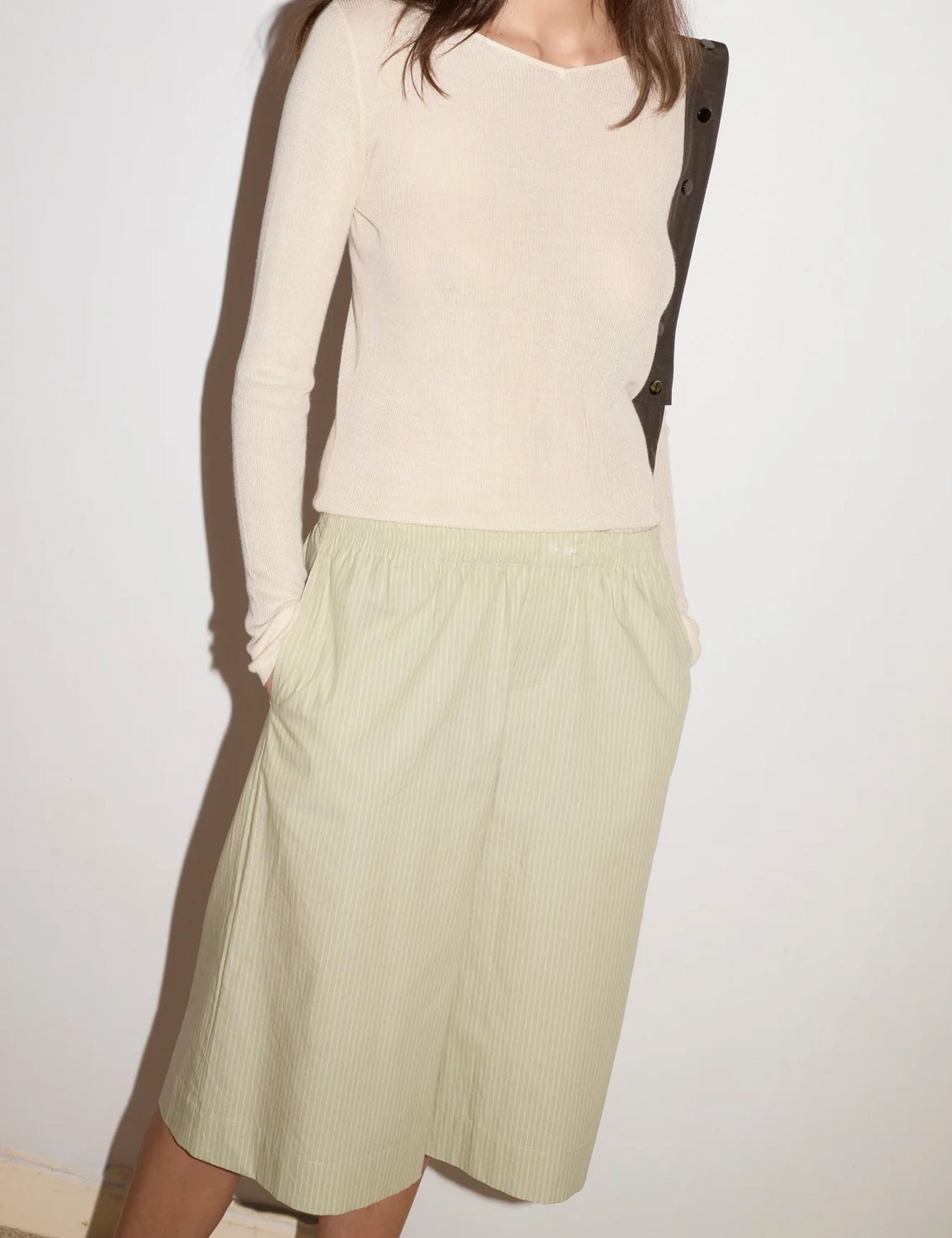 Deiji Studios Long Lounger in Pistachio Stripe, curated by Shop Sommer in San Francisco.