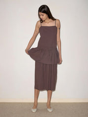 Deiji Studios Peplum Dress in Chocolate