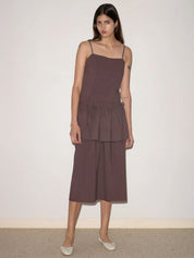 Deiji Studios Peplum Dress in Chocolate