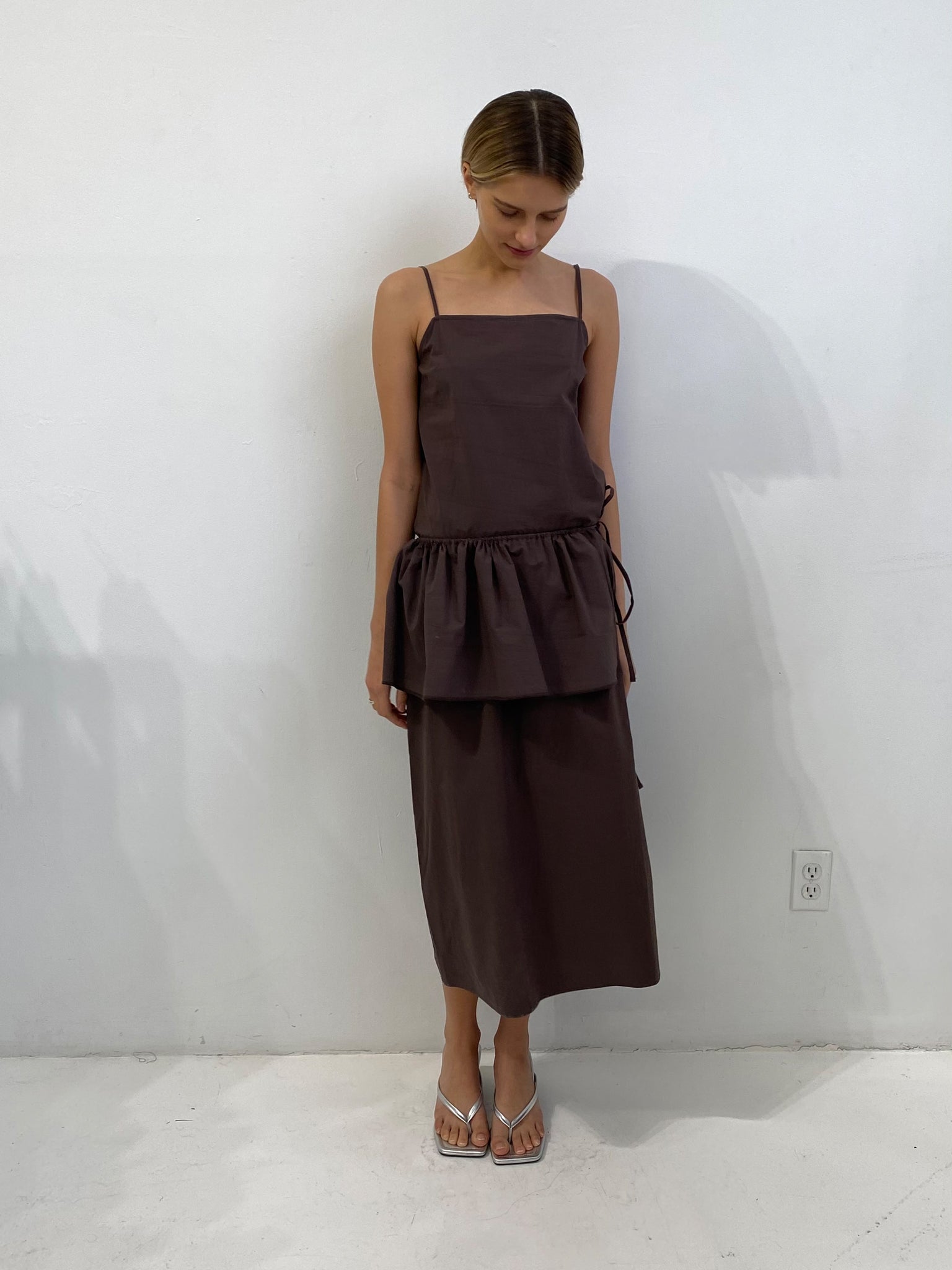 Peplum Dress in Chocolate