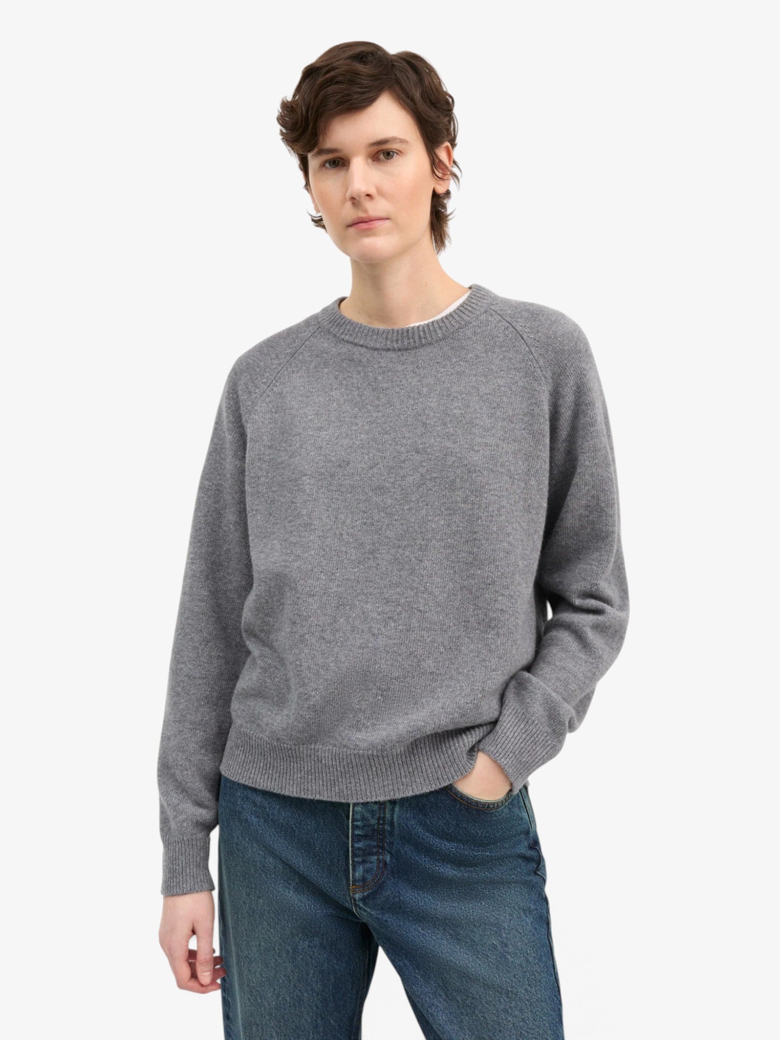 Drew O-Neck in Stone Mélange