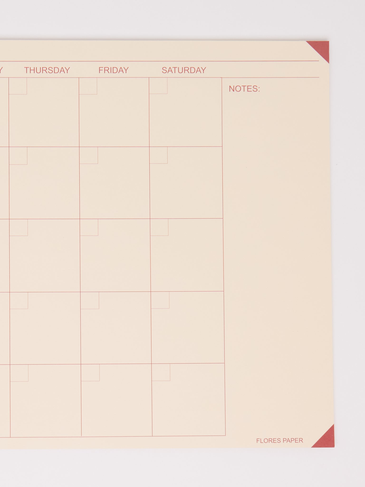 Desk Calendar Red and Yellow from Flores Paper, curated by Shop Sommer in San Francisco.