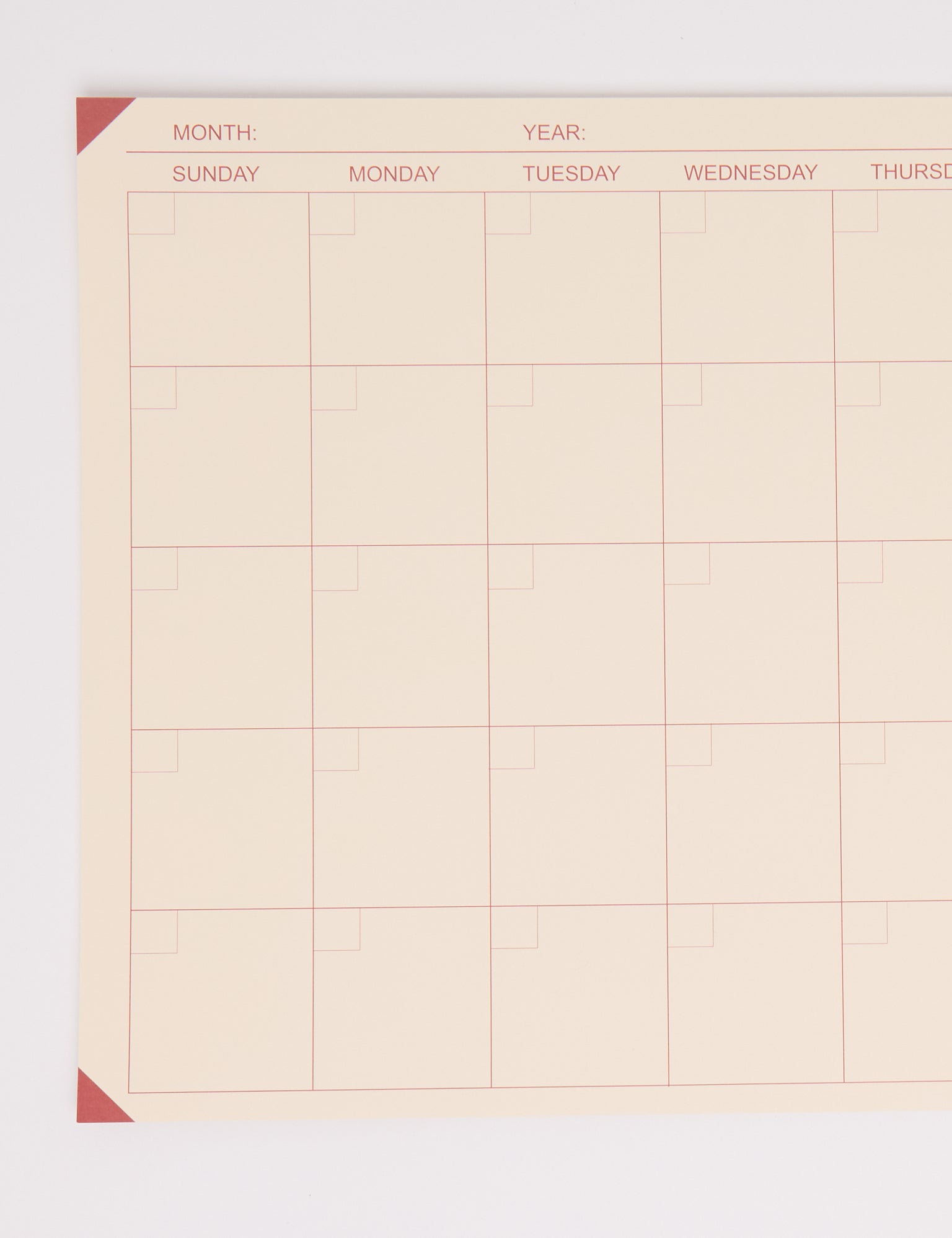 Desk Calendar Red and Yellow from Flores Paper, curated by Shop Sommer in San Francisco.