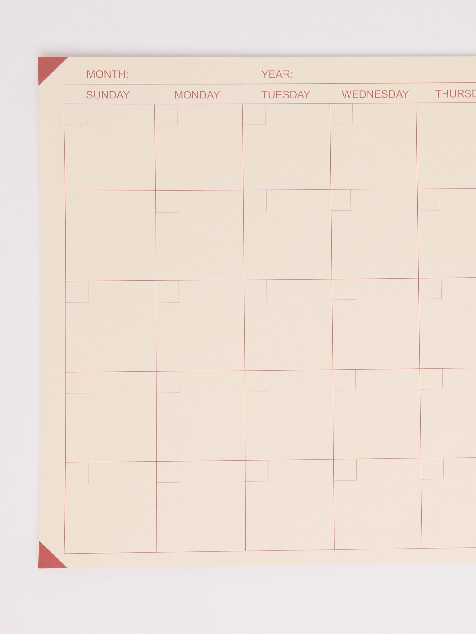 Desk Calendar Red and Yellow from Flores Paper, curated by Shop Sommer in San Francisco.
