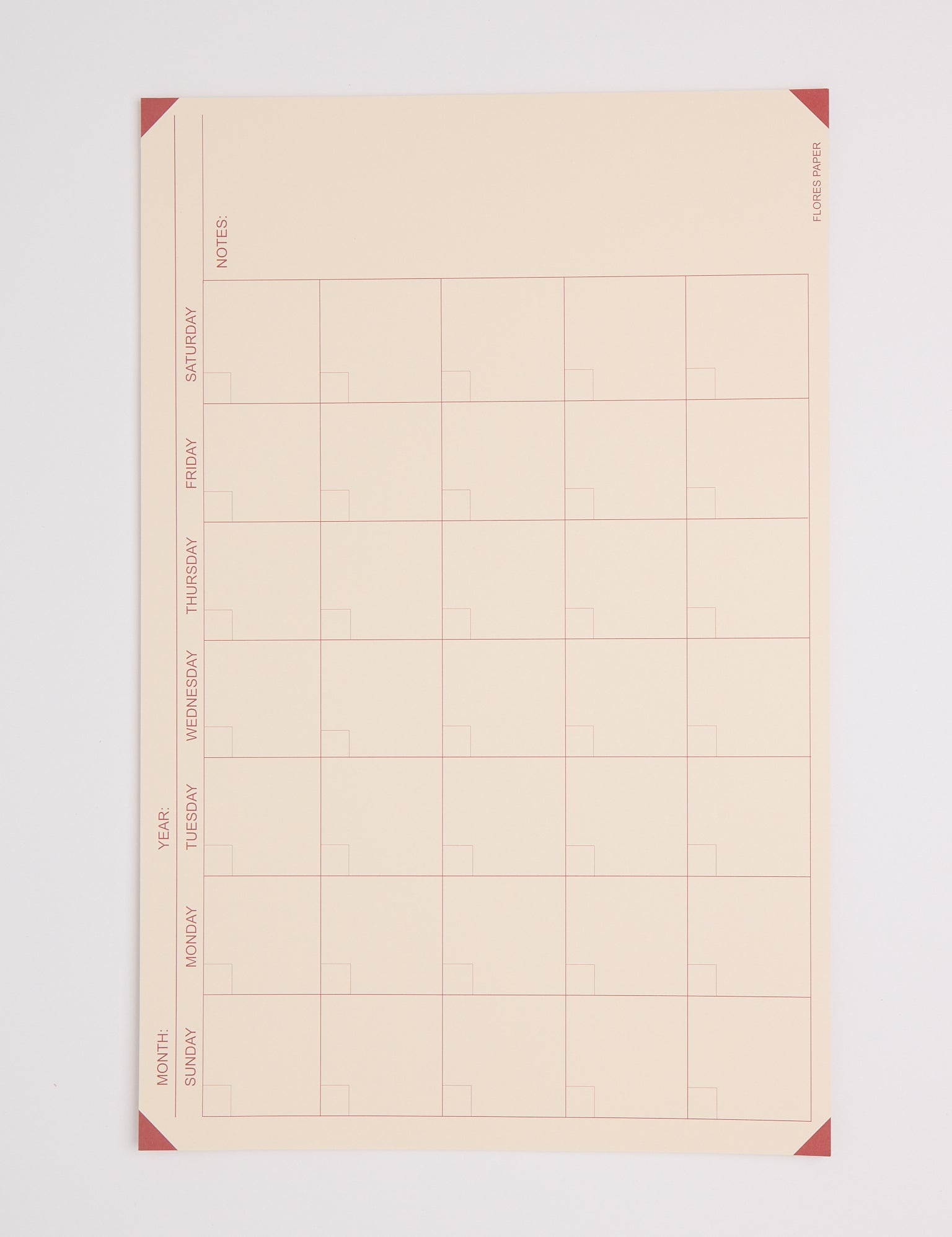 Desk Calendar Red and Yellow from Flores Paper, curated by Shop Sommer in San Francisco.