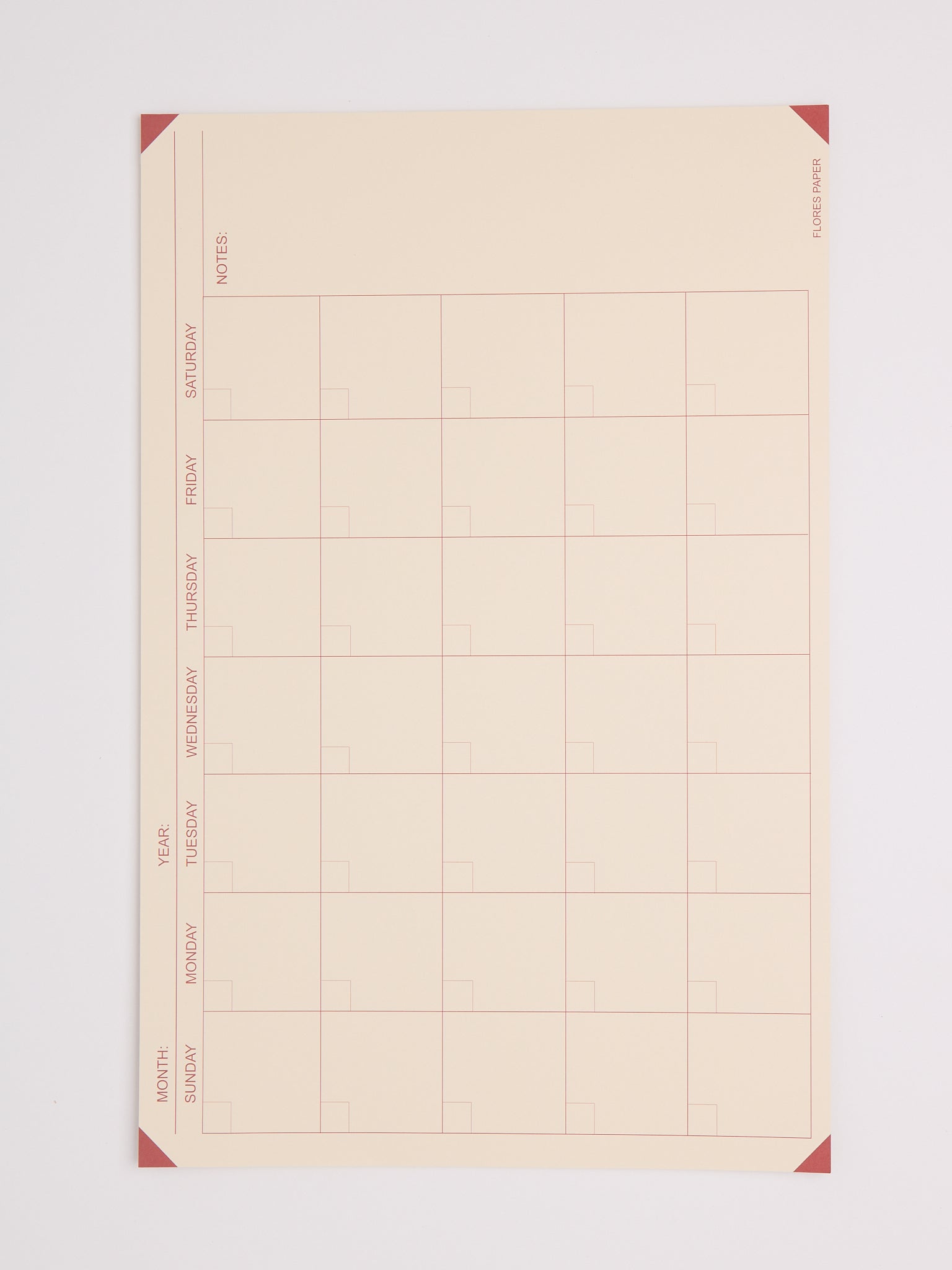 Desk Calendar Red and Yellow from Flores Paper, curated by Shop Sommer in San Francisco.