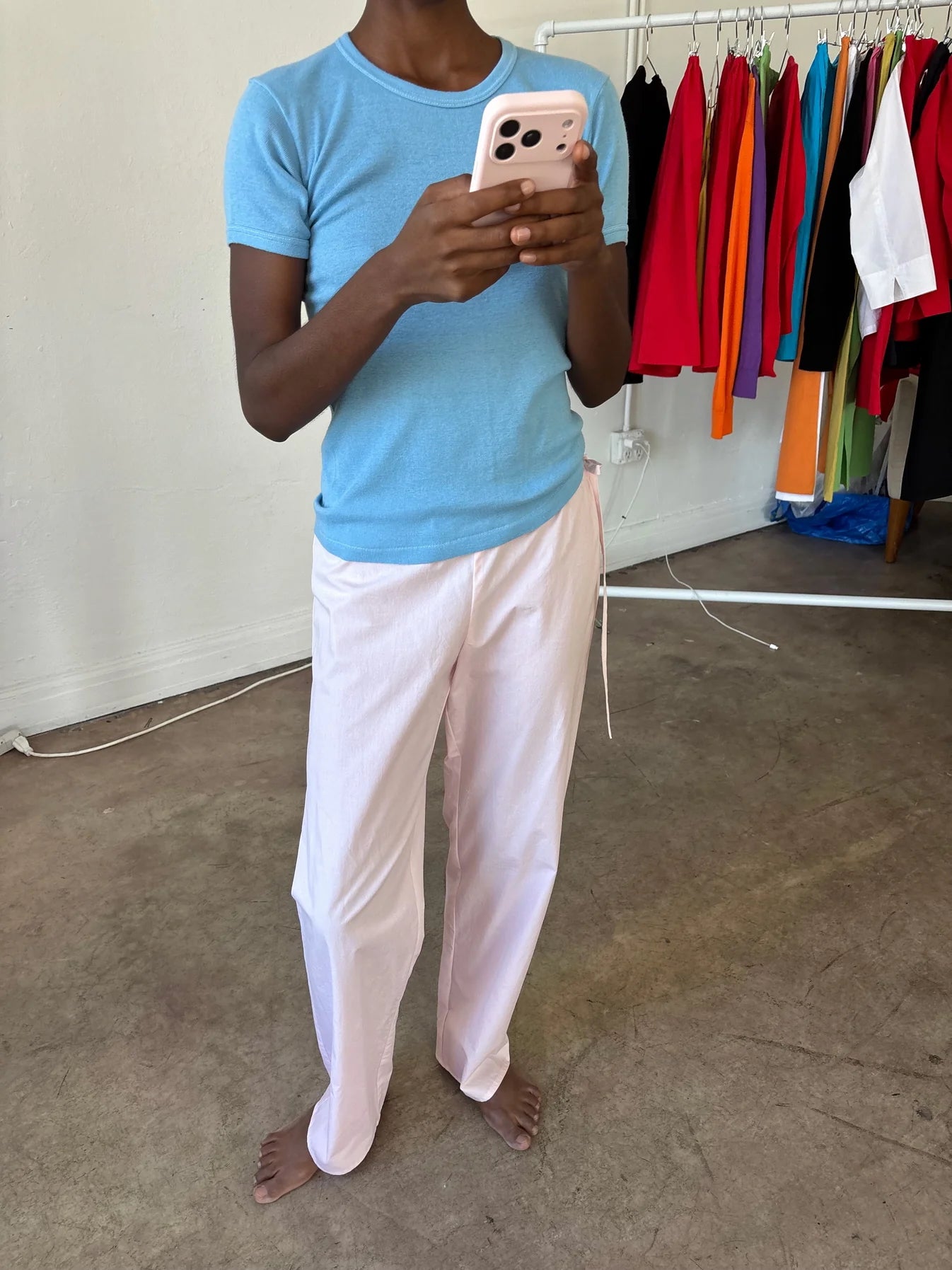 Brooke Callahan Tie Pants in Blush 32", curated by Shop Sommer in San Francisco.