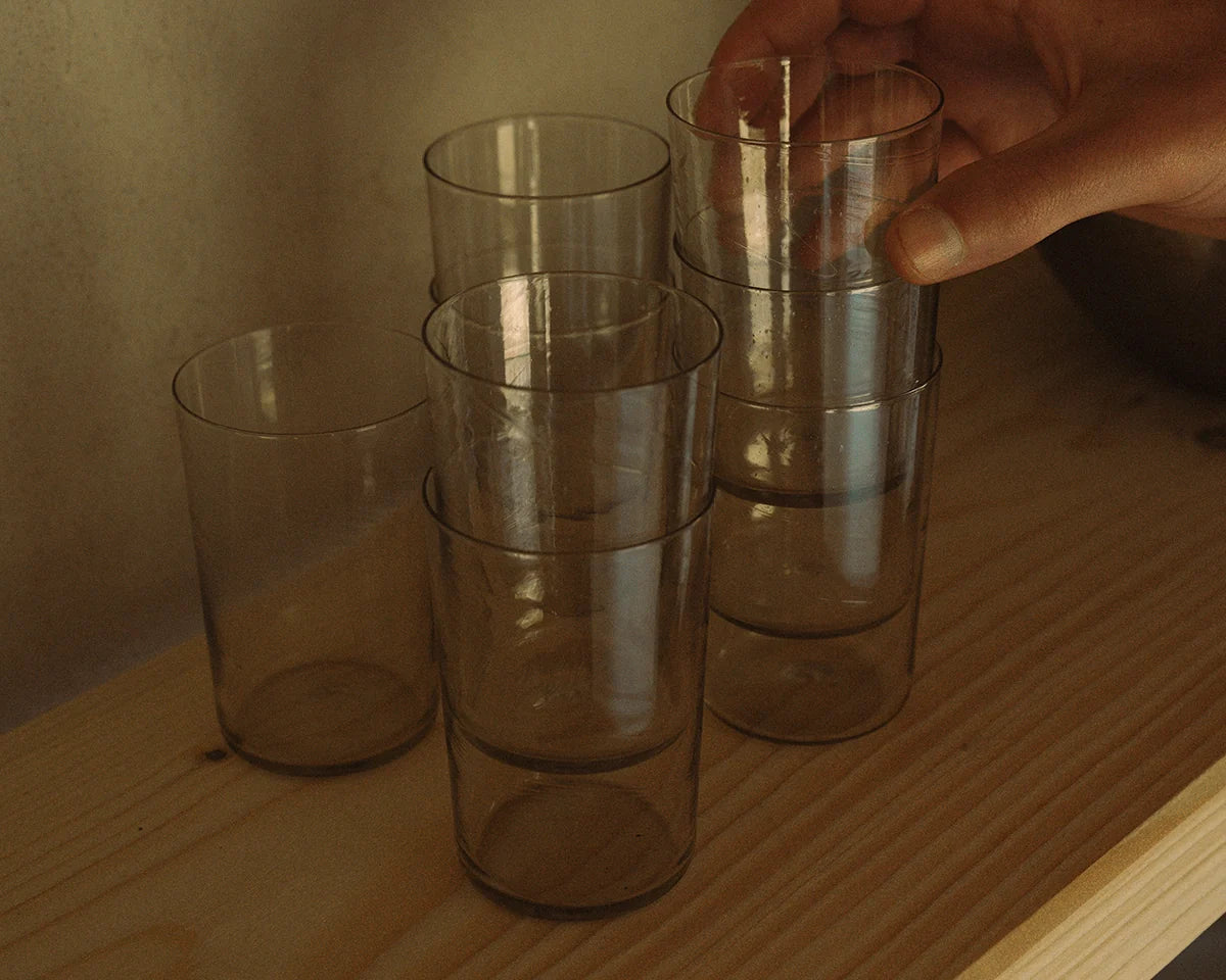 FRAMA Isle Glass Set in Light Smoke, curated by Shop Sommer in San Francisco.