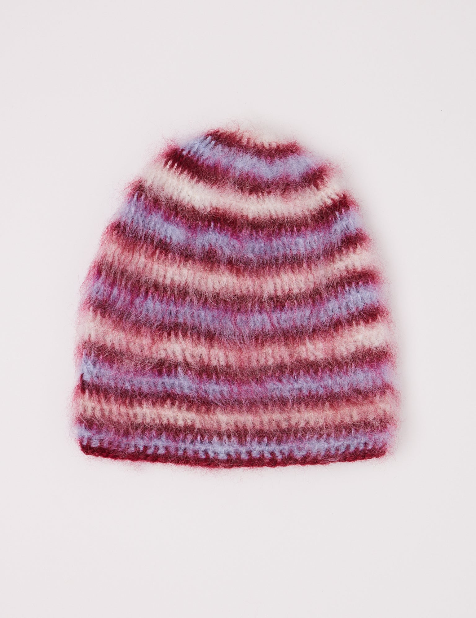 Lila Schaefer Brushed Mohair Hat Berry Stripe, curated by Shop Sommer in San Francisco.