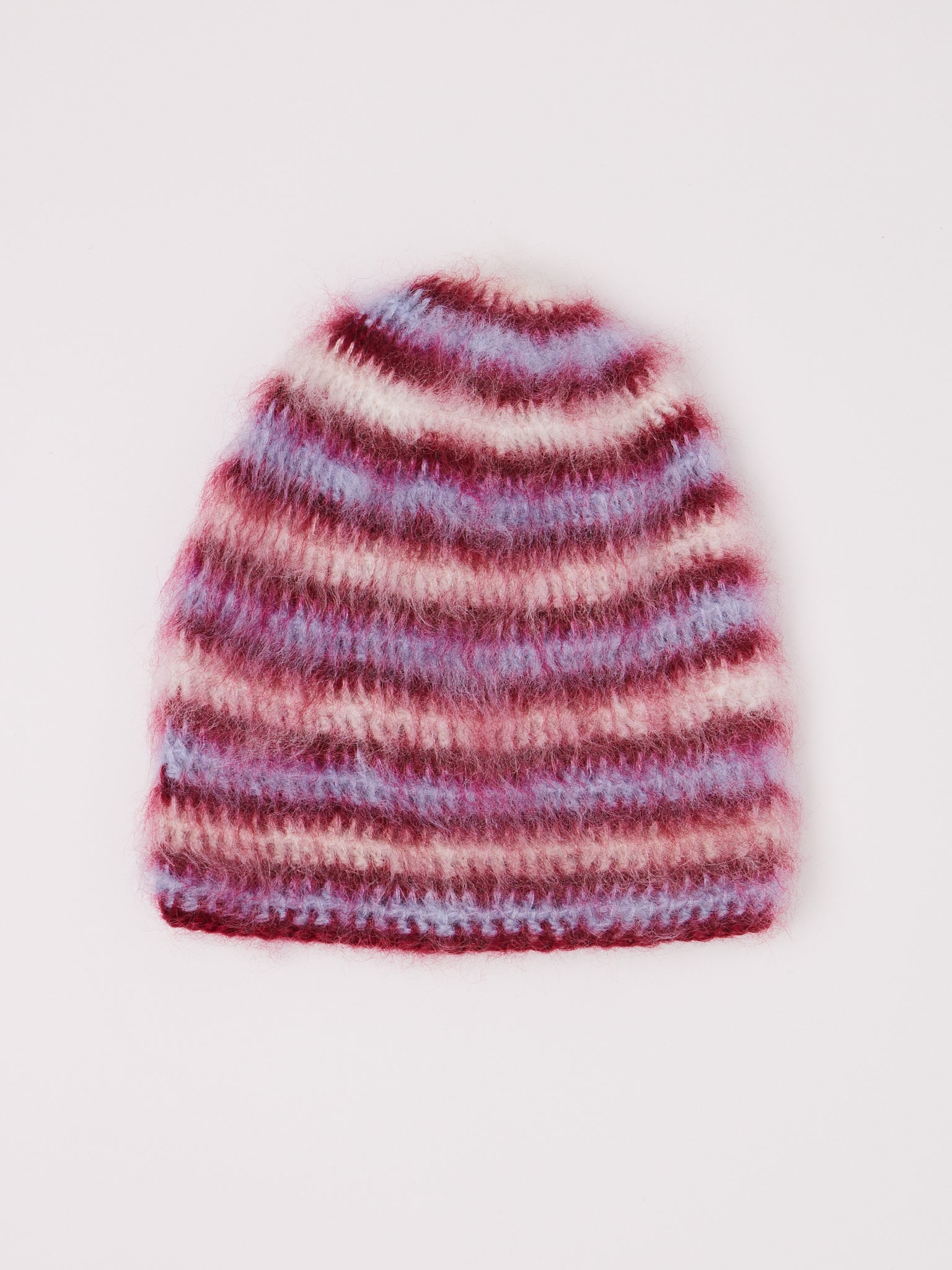 Lila Schaefer Brushed Mohair Hat Berry Stripe, curated by Shop Sommer in San Francisco.