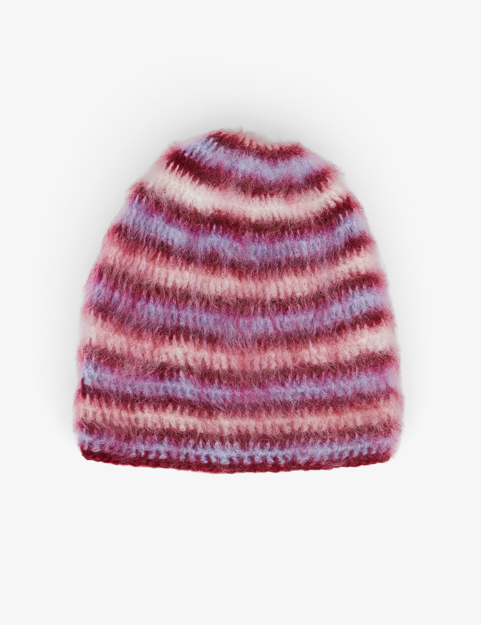 Lila Schaefer Brushed Mohair Hat Berry Stripe, curated by Shop Sommer in San Francisco.