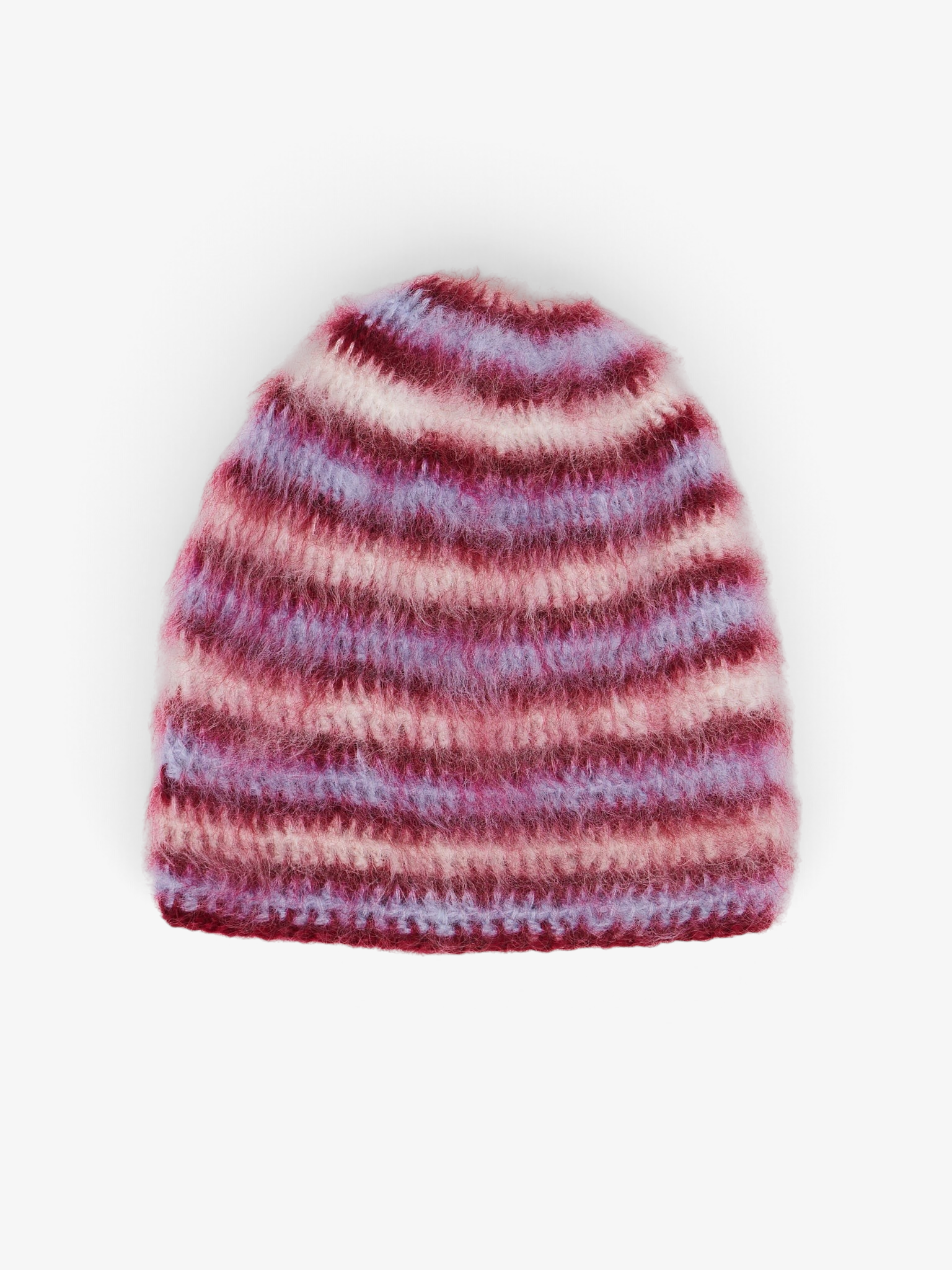Lila Schaefer Brushed Mohair Hat Berry Stripe, curated by Shop Sommer in San Francisco.