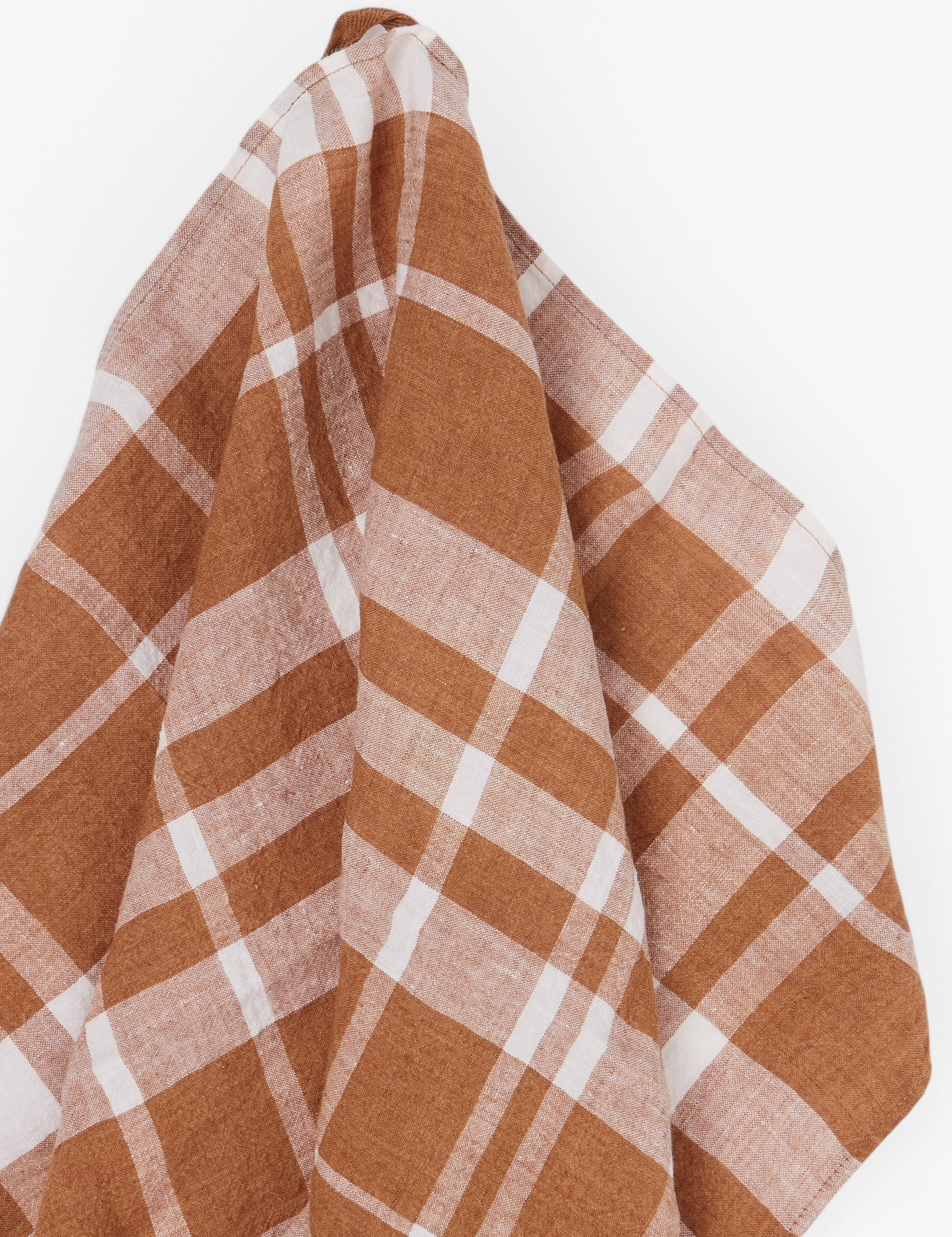 Apron Dish Towel in Coffee Checks from Linge Particulier, curated by Shop Sommer San Francisco.