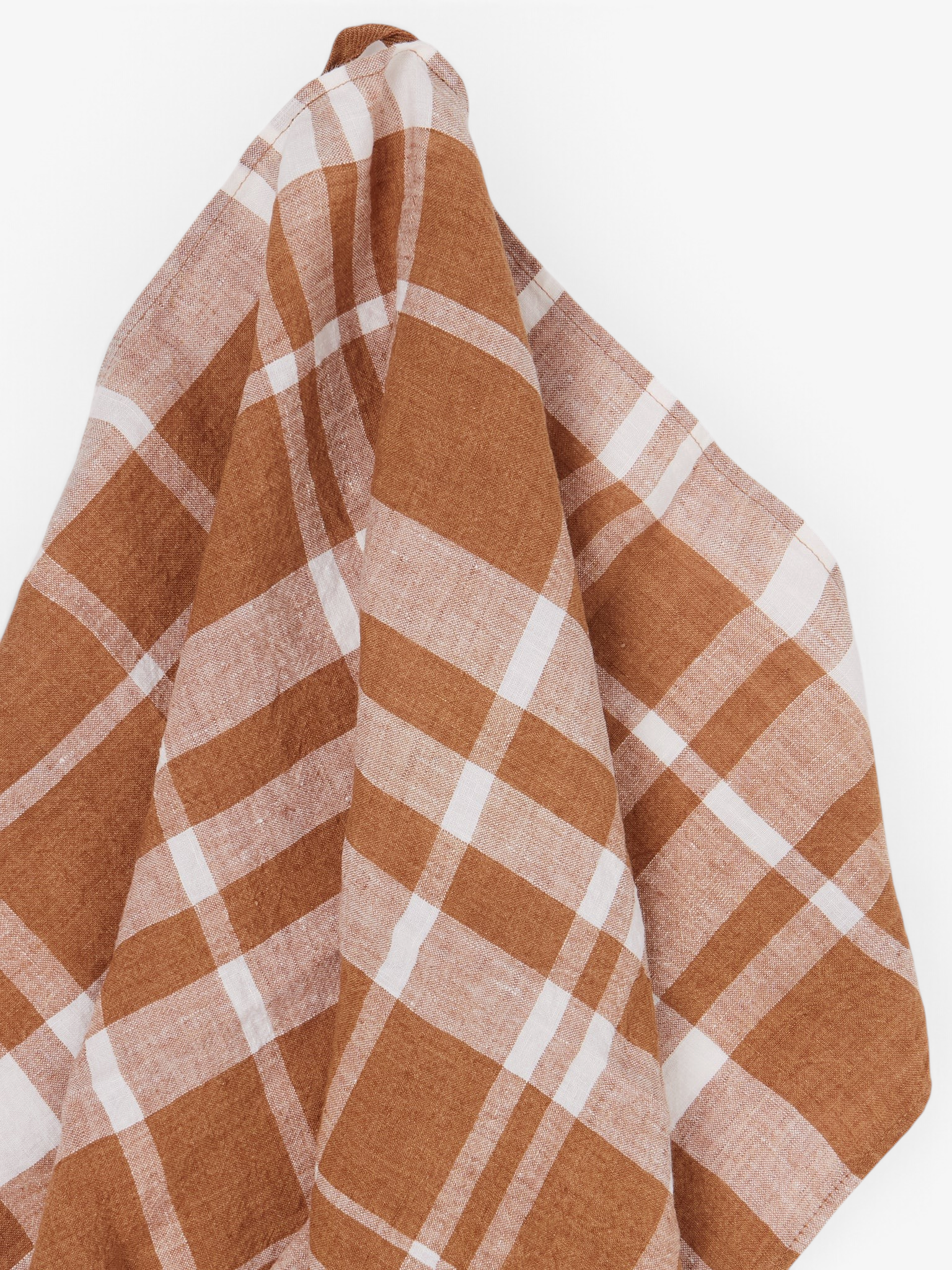 Apron Dish Towel in Coffee Checks from Linge Particulier, curated by Shop Sommer San Francisco.