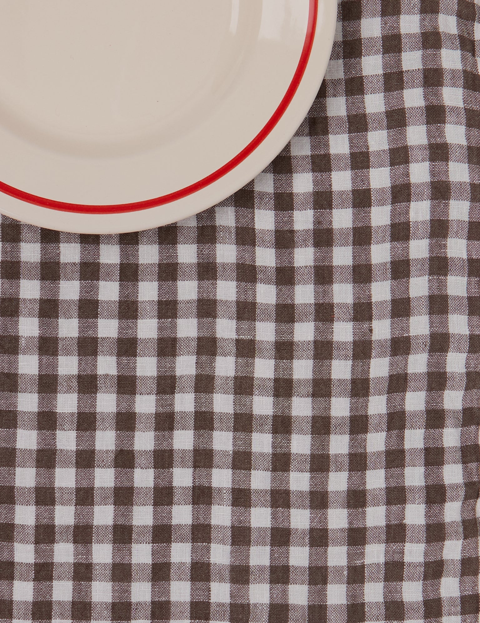 Linge Particulier Brown Gingham Linen Tablecloth