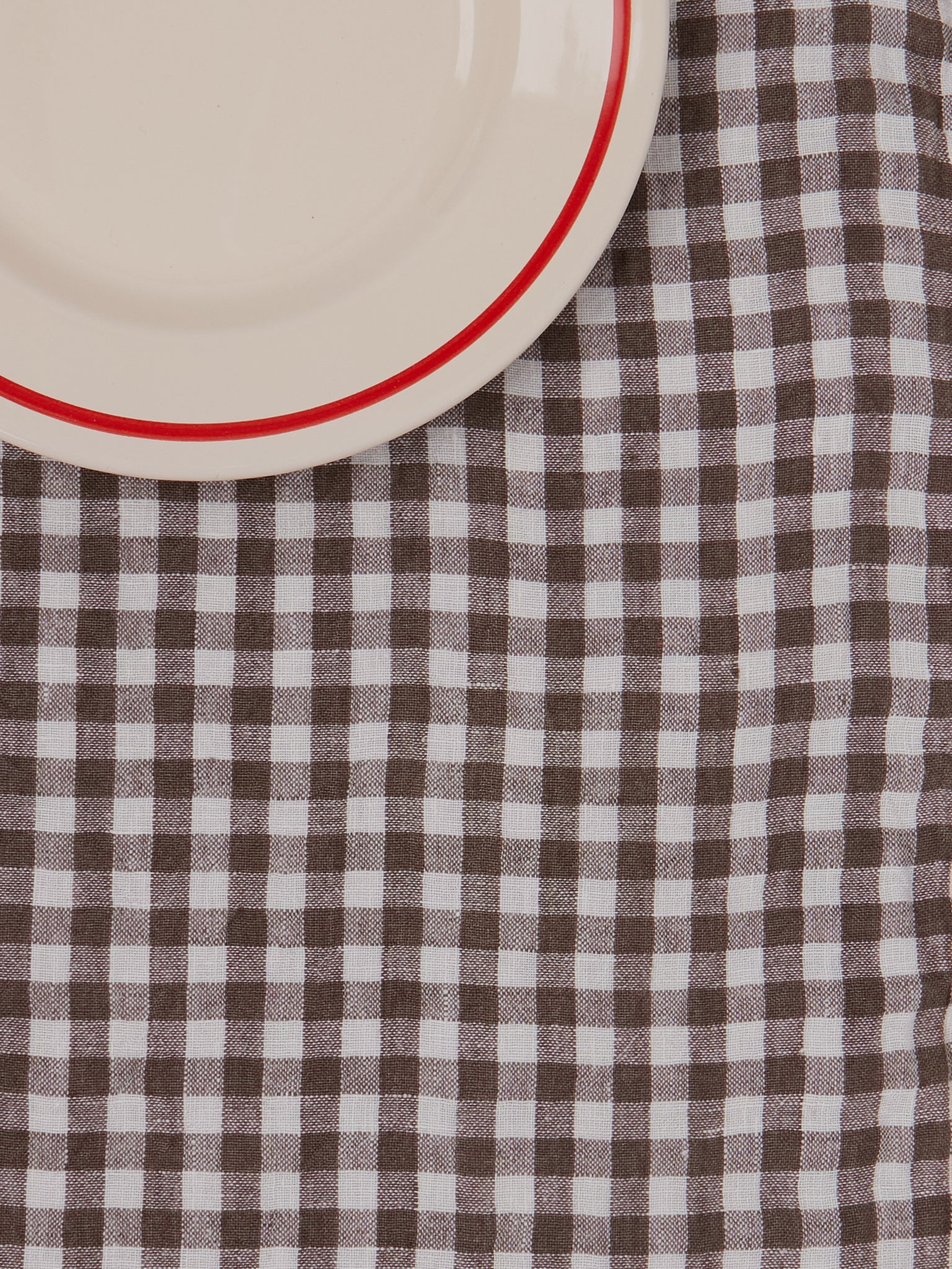 Linge Particulier Brown Gingham Linen Tablecloth