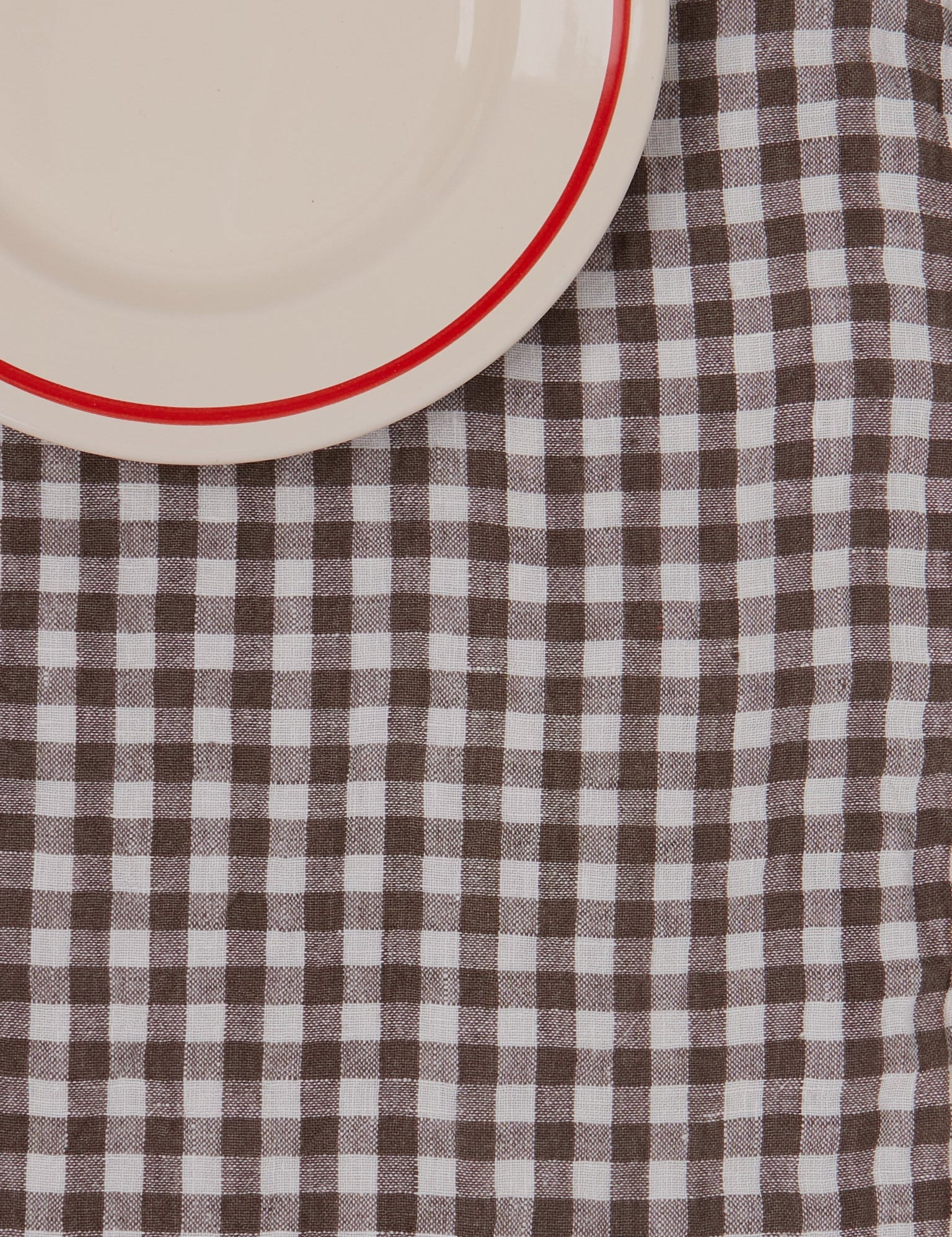 Linge Particulier Brown Gingham Linen Tablecloth