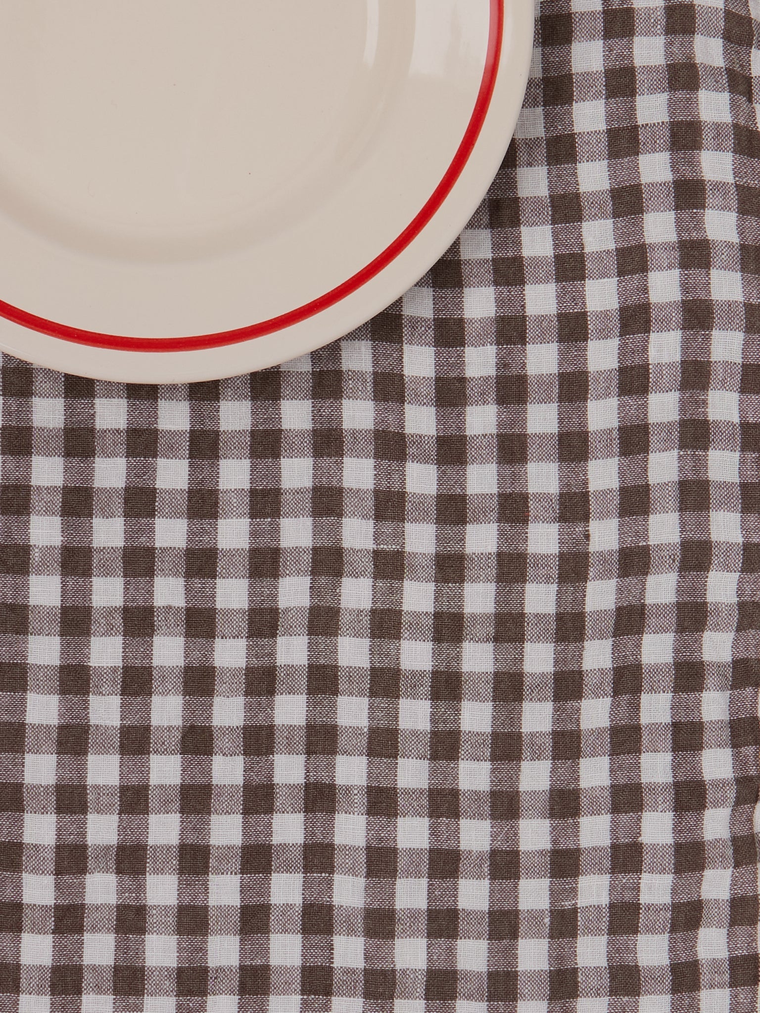Linge Particulier Brown Gingham Linen Tablecloth
