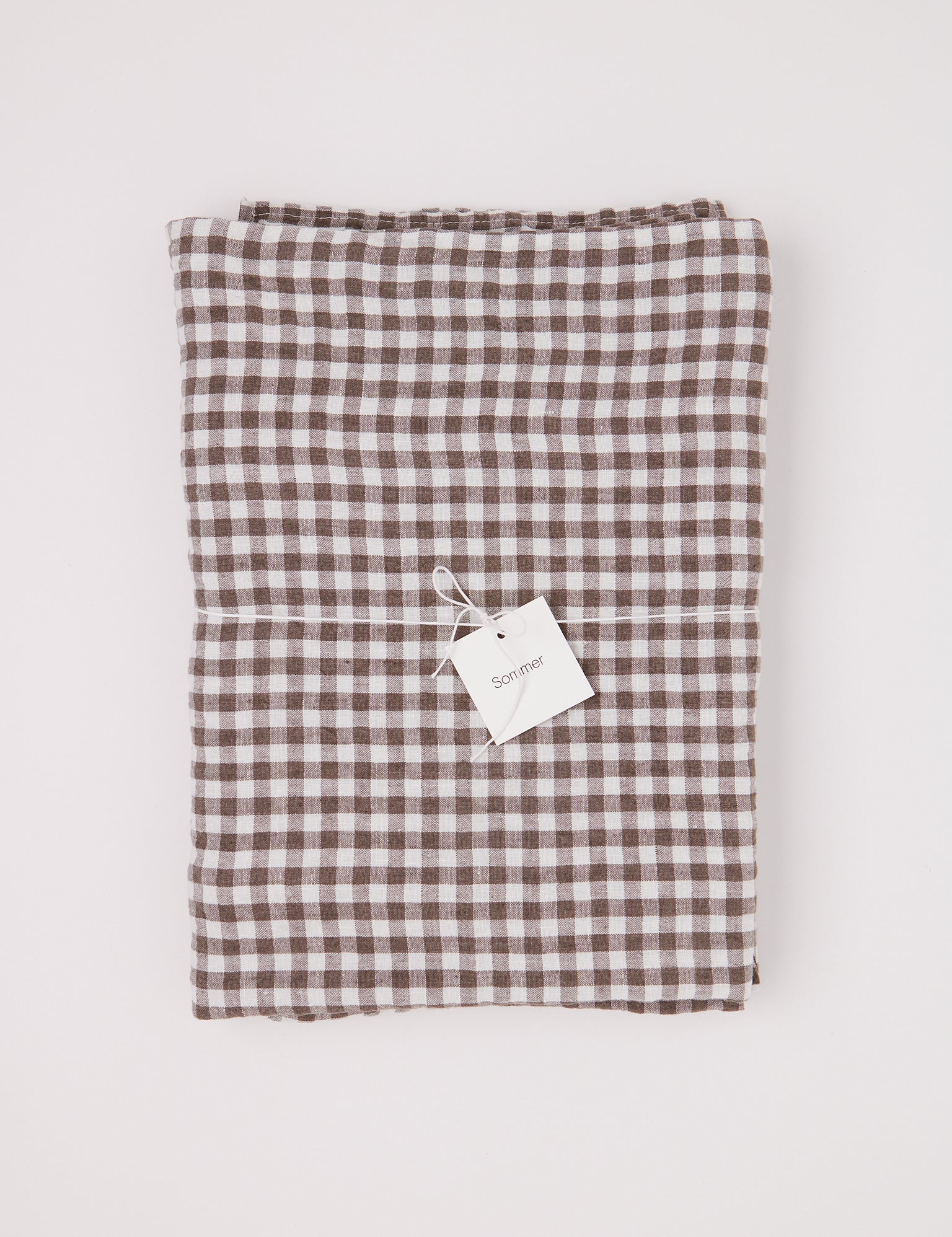 Linge Particulier Brown Gingham Linen Tablecloth