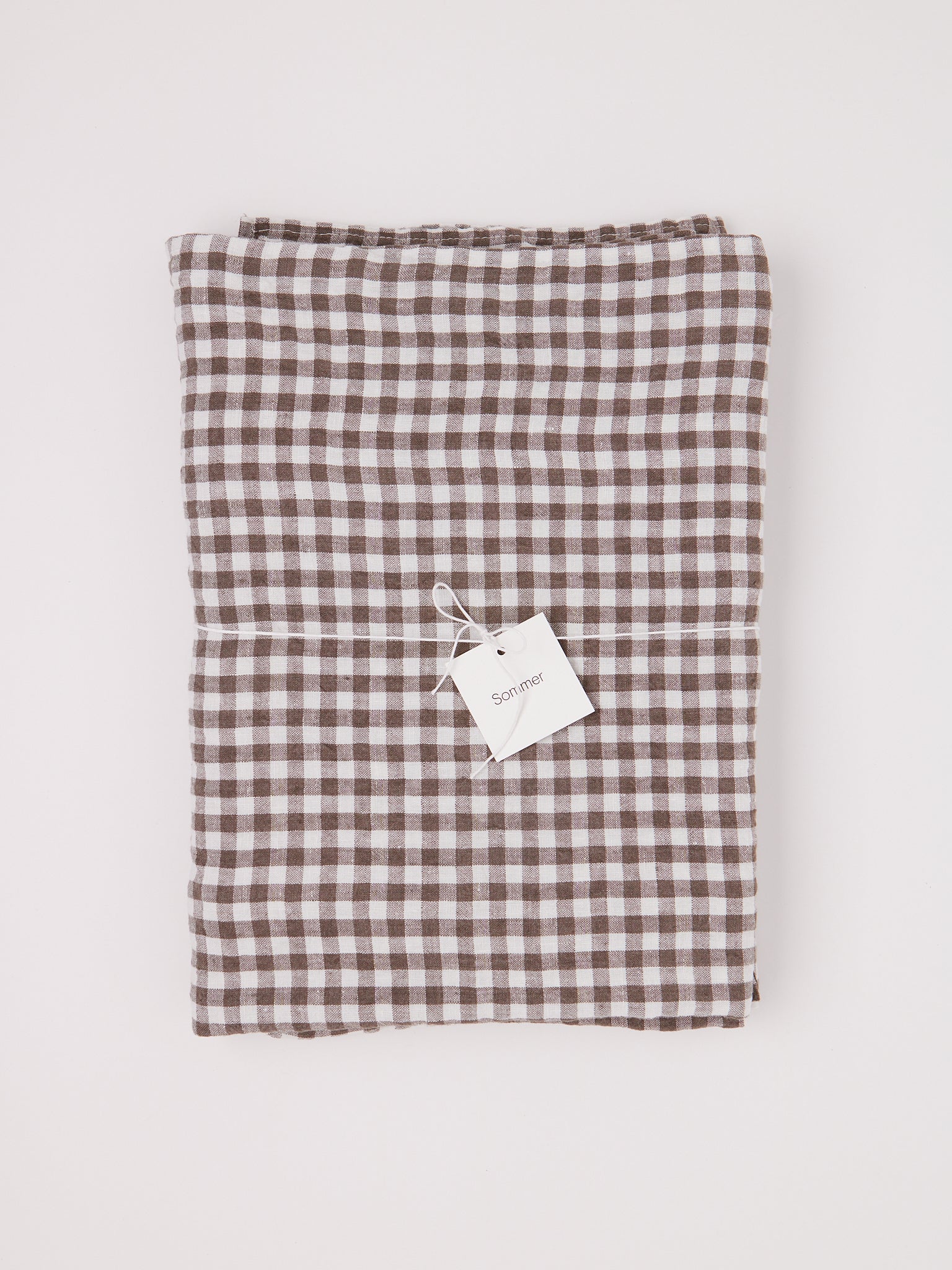 Linge Particulier Brown Gingham Linen Tablecloth