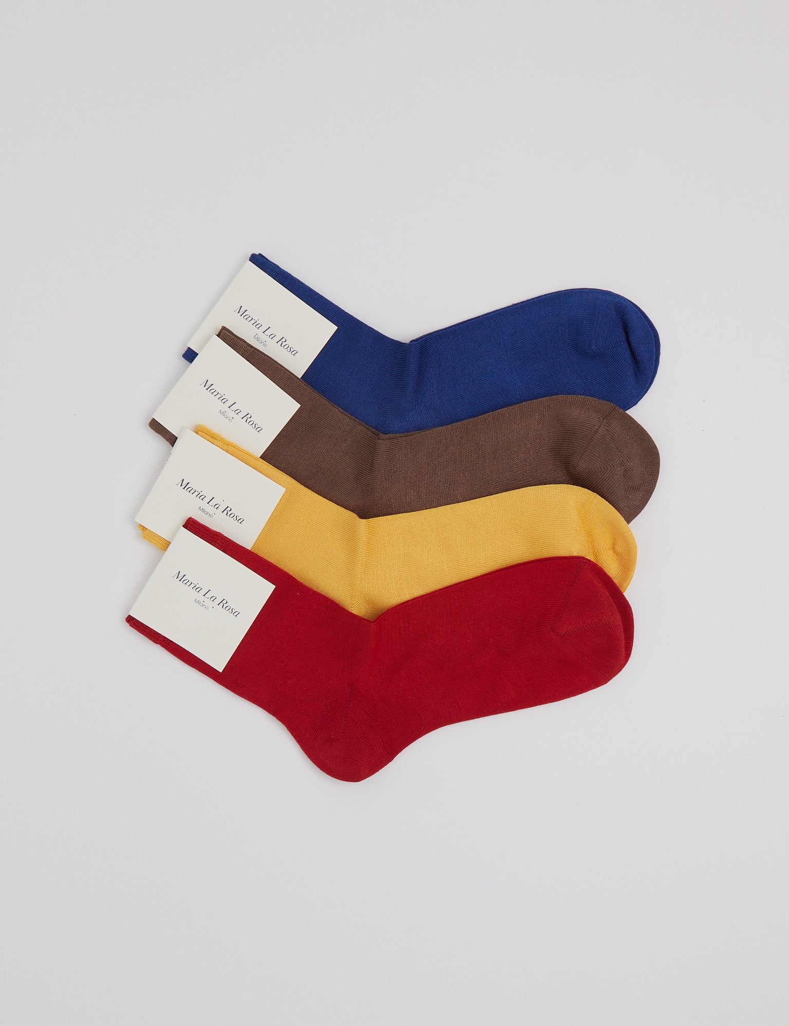Maria La Rosa One Ankle Socks, Blue, Brown, Yellow, Red, curated by Shop Sommer in San Francisco.