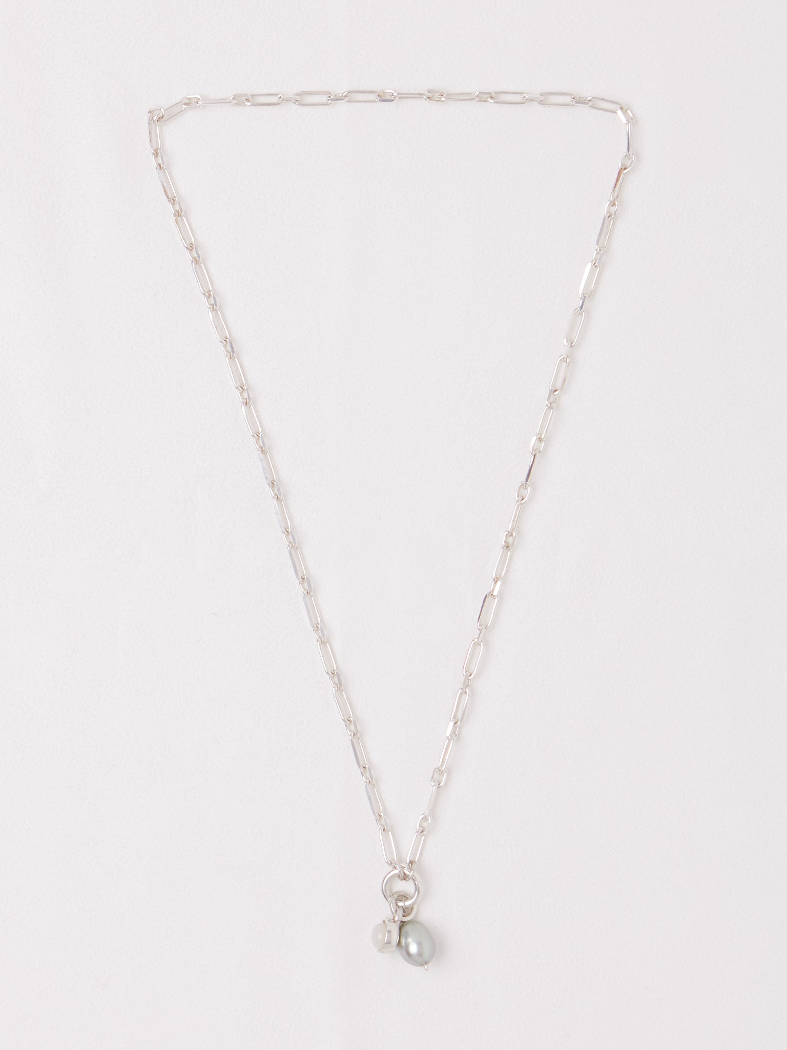 Nathalie Schreckenberg Medium Square Chain Necklace with Pearl and Moonstone Charms, curated by Shop Sommer in San Francisco.