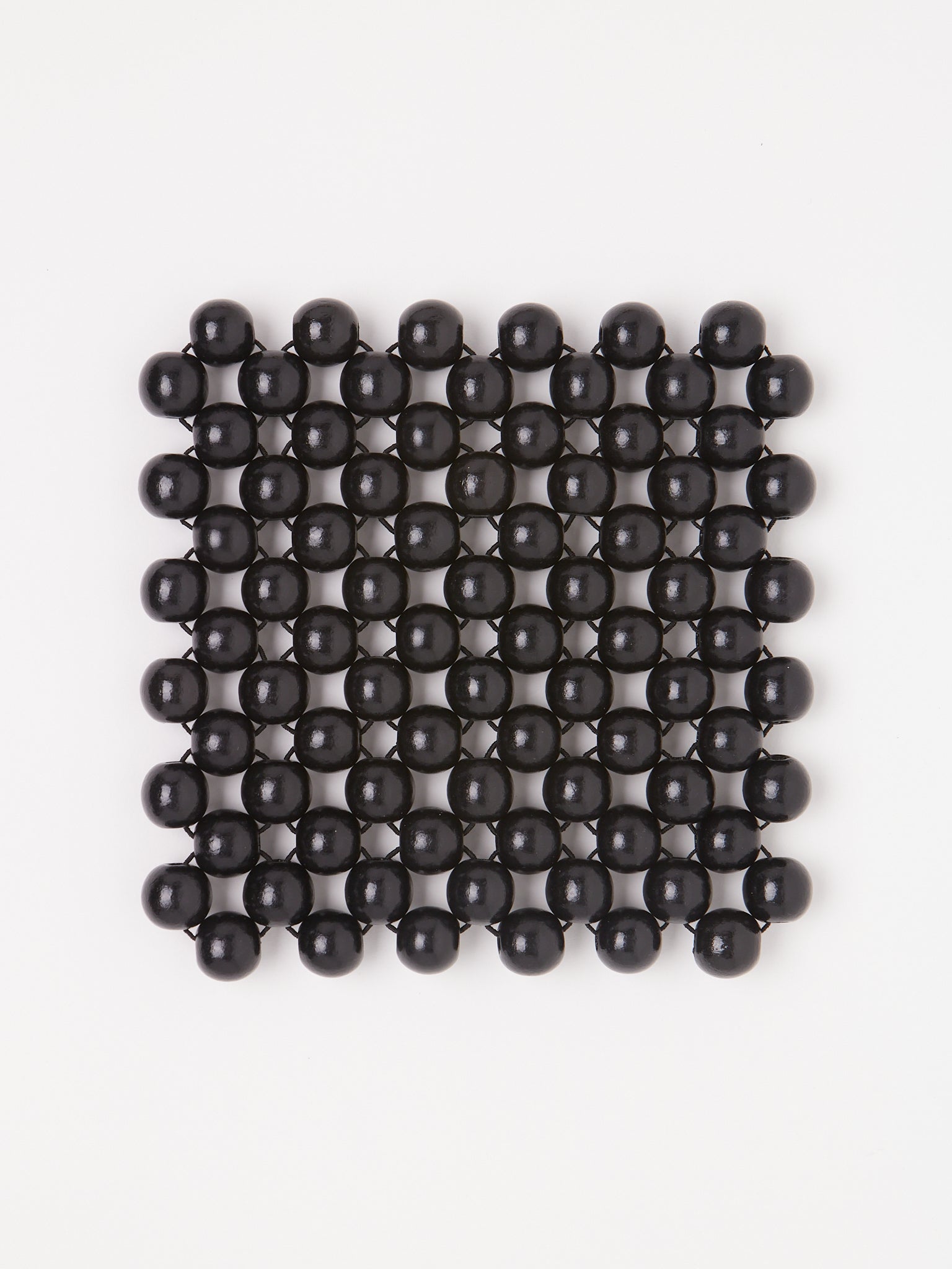 Black Lacquered Beaded Coaster Medium