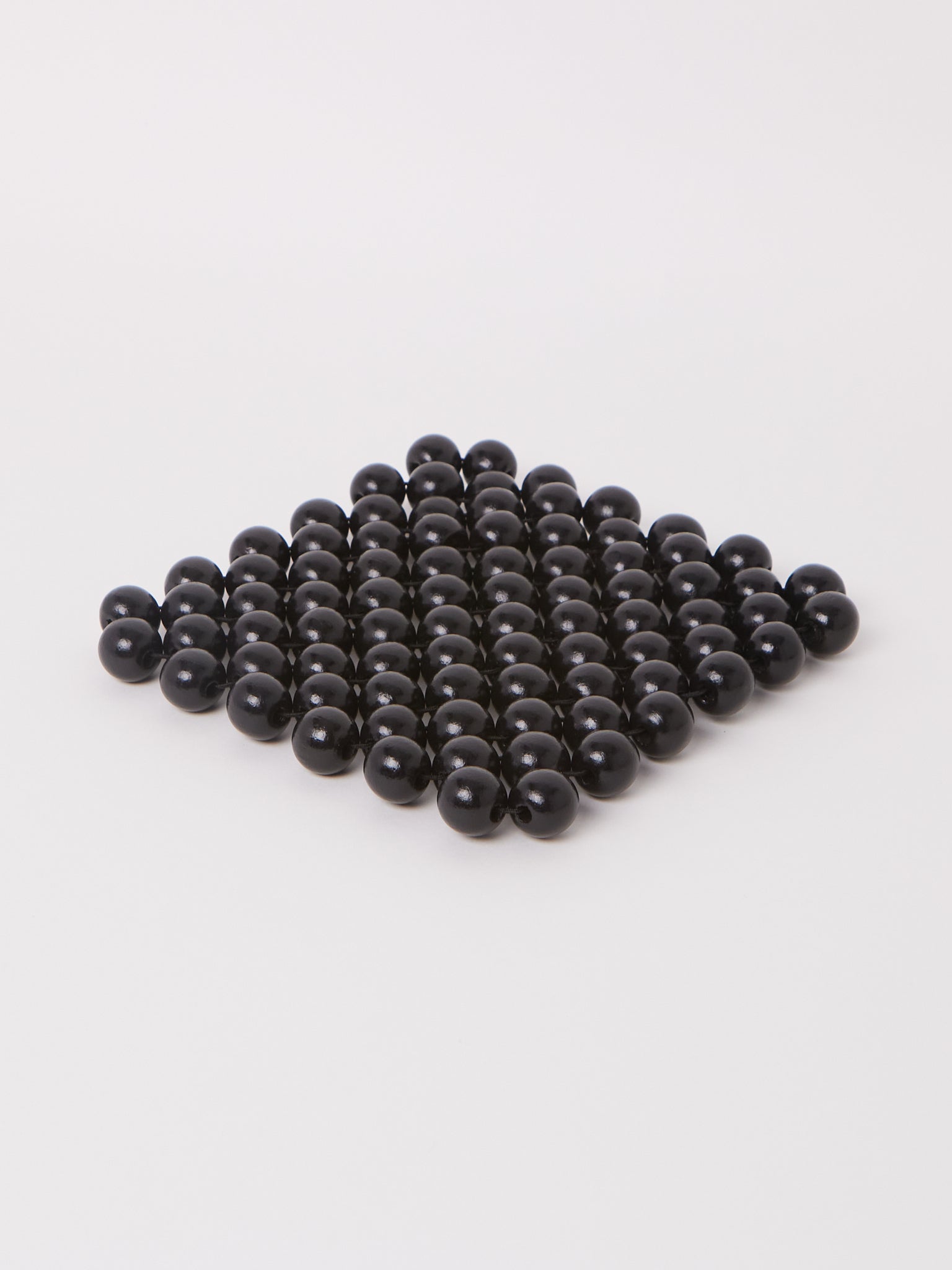 Black Lacquered Beaded Coaster Medium