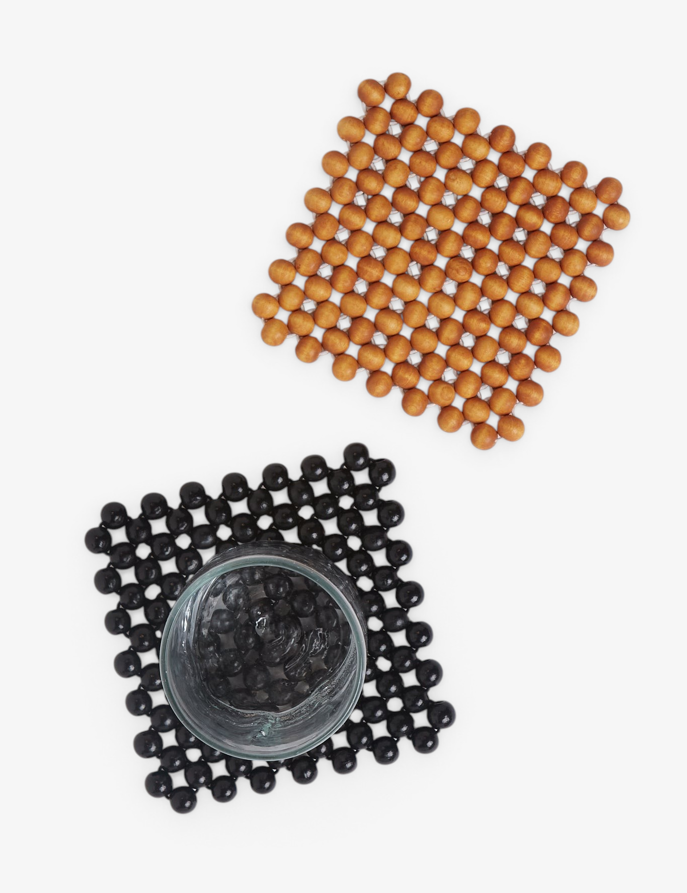 Pien Studios Black Lacquered Beaded Coasters, curated by Shop Sommer in San Francisco.