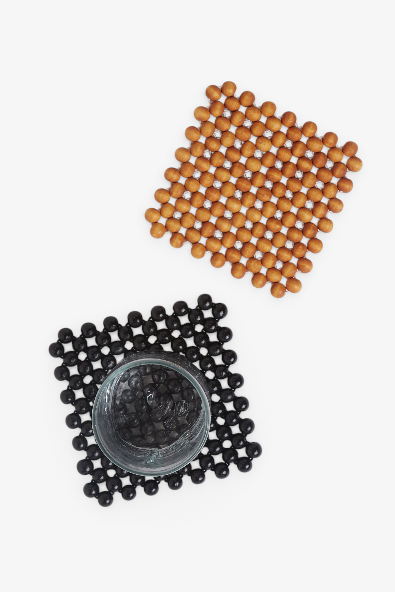 Pien Studios Black Lacquered Beaded Coasters, curated by Shop Sommer in San Francisco.