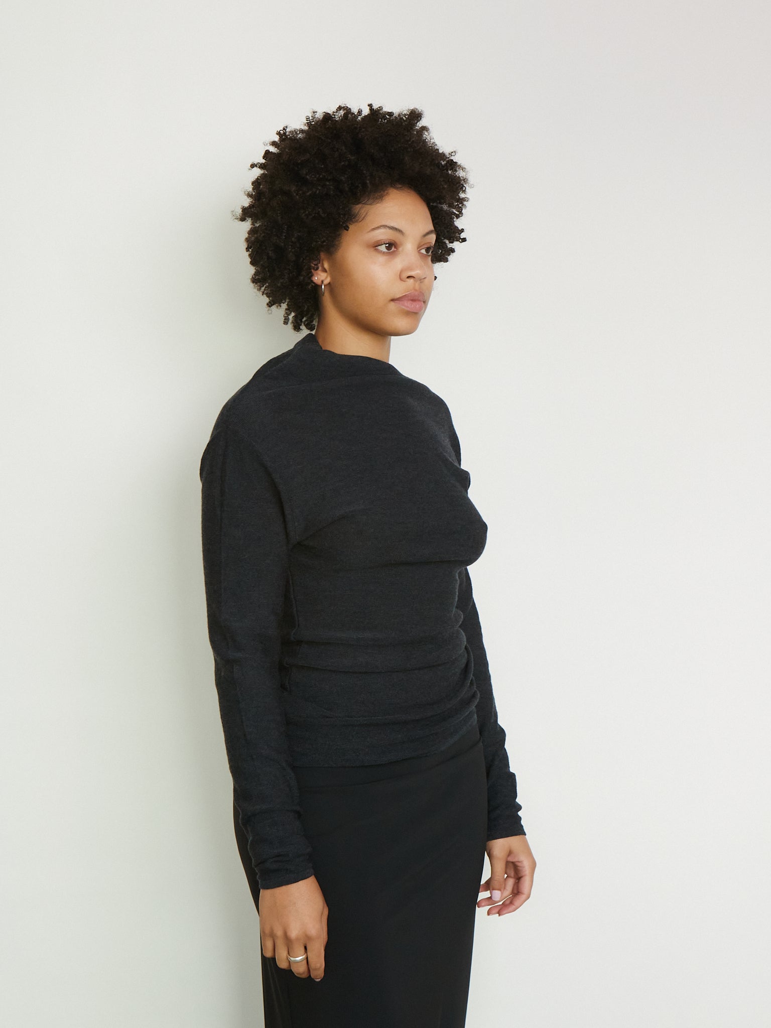 Knitted Asymmetric Long Sleeve Top