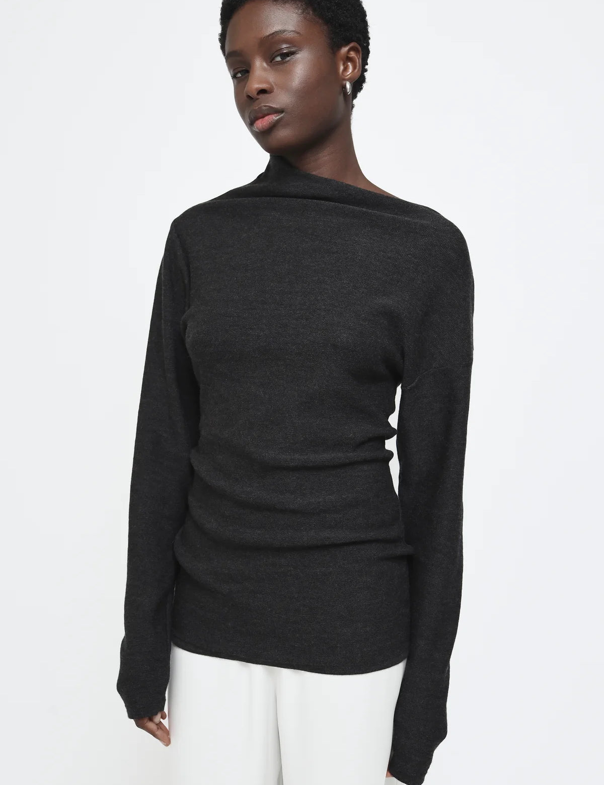 REYEM Knitted Asymmetric Long Sleeve Top, curated by Shop Sommer in San Francisco.