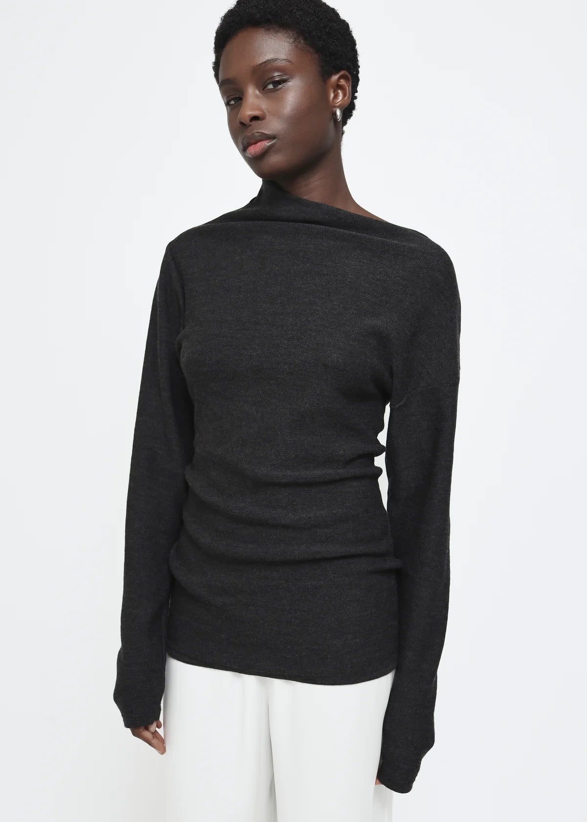 REYEM Knitted Asymmetric Long Sleeve Top, curated by Shop Sommer in San Francisco.