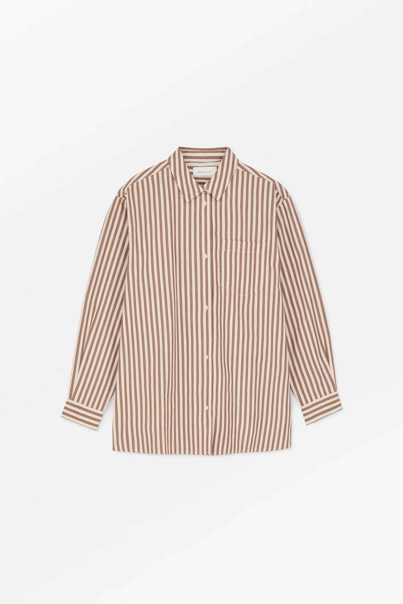 Skall Edgar Shirt Brown/Ecru Stripe, curated by Shop Sommer in San Francisco.