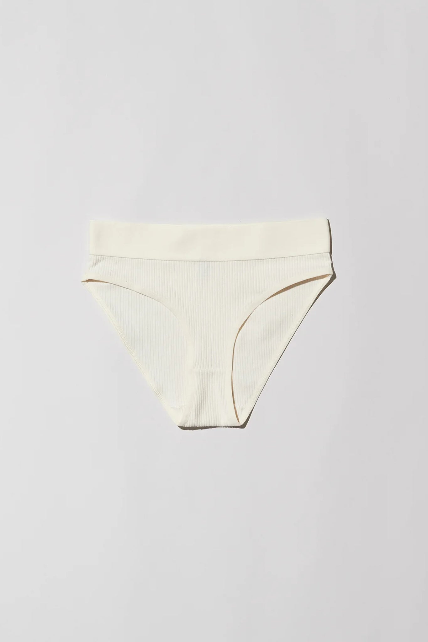 Baserange Elastic Bell Pants in Off White Cotton Rib, curated by Shop Sommer in San Francisco.