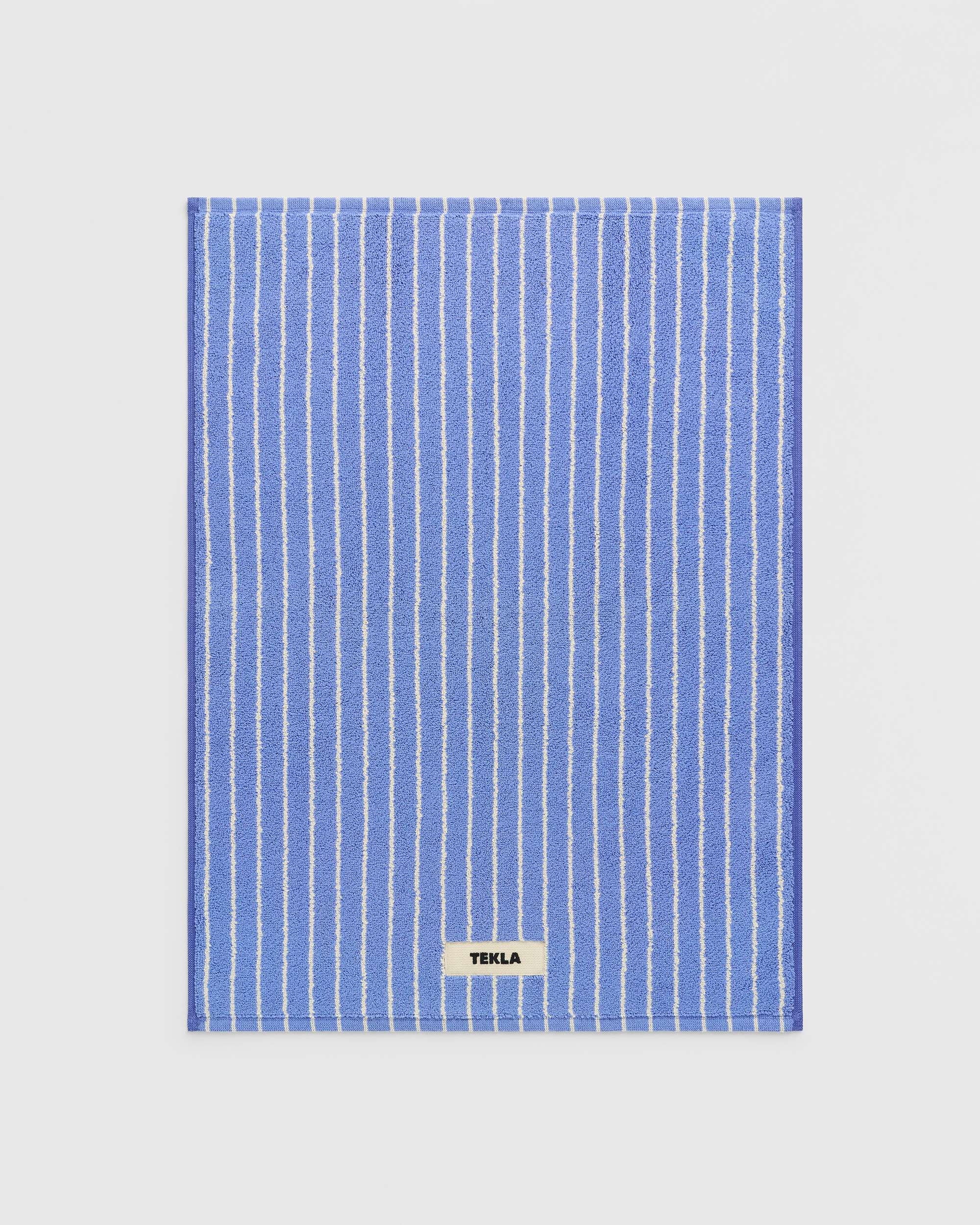 Tekla Bath Mat Clear Blue Stripes, curated by Shop Sommer in San Francisco.